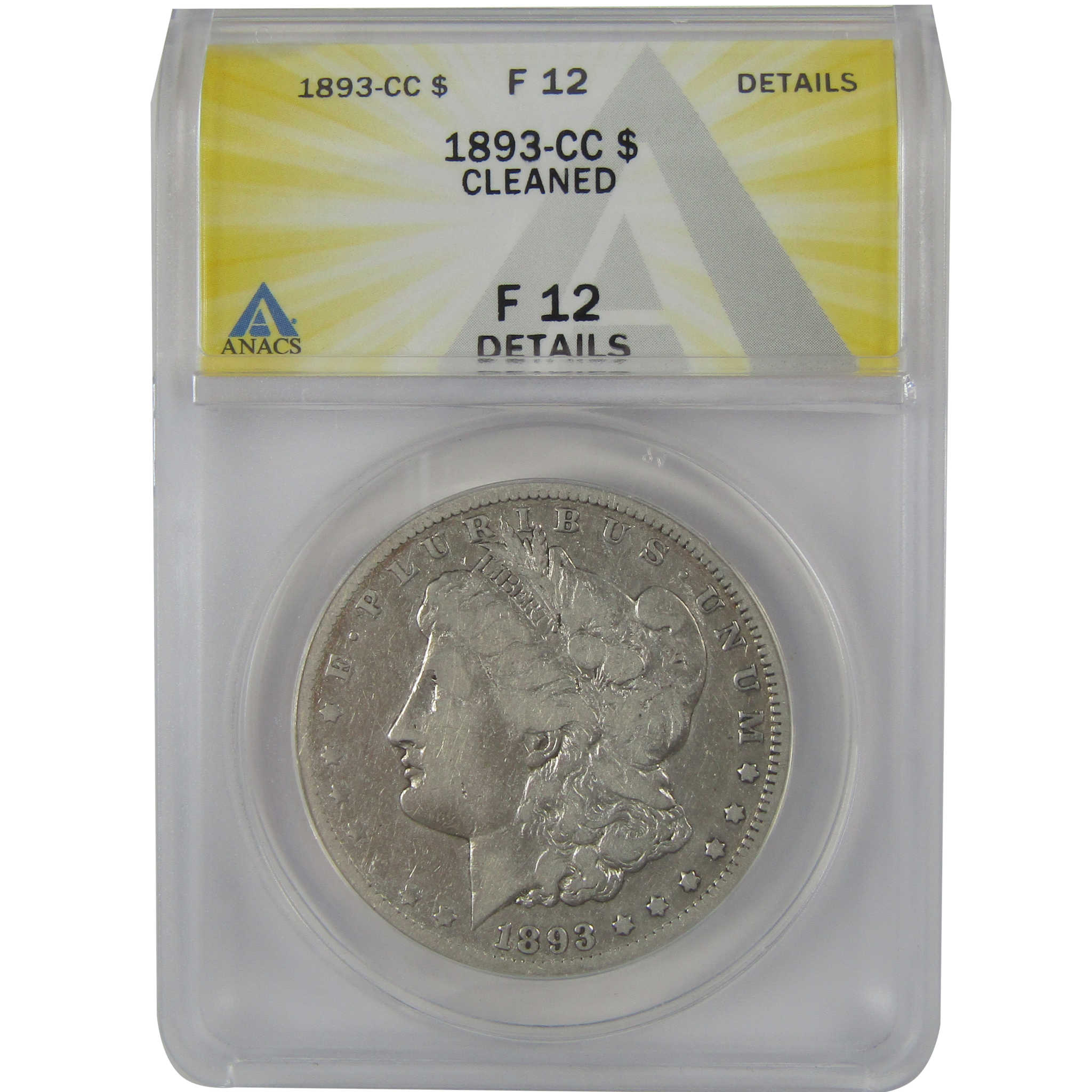 1893 CC Morgan Dollar F 12 Details ANACS Silver $1 Coin SKU:CP110 - Morgan coin - Morgan silver dollar - Morgan silver dollar for sale - Profile Coins &amp; Collectibles