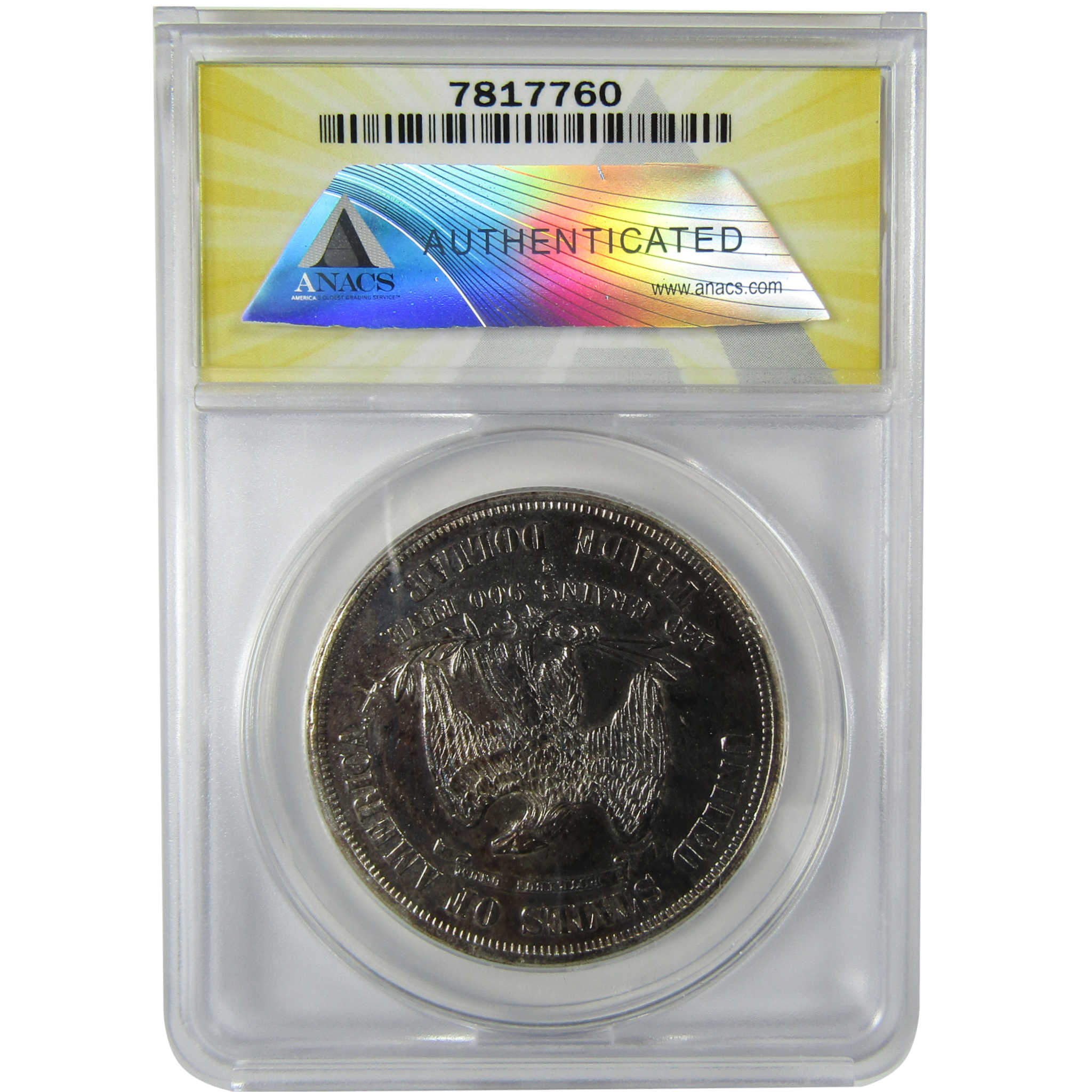 1875 S Trade Silver Dollar AU 50 Details ANACS Chopmarked SKU:CP821