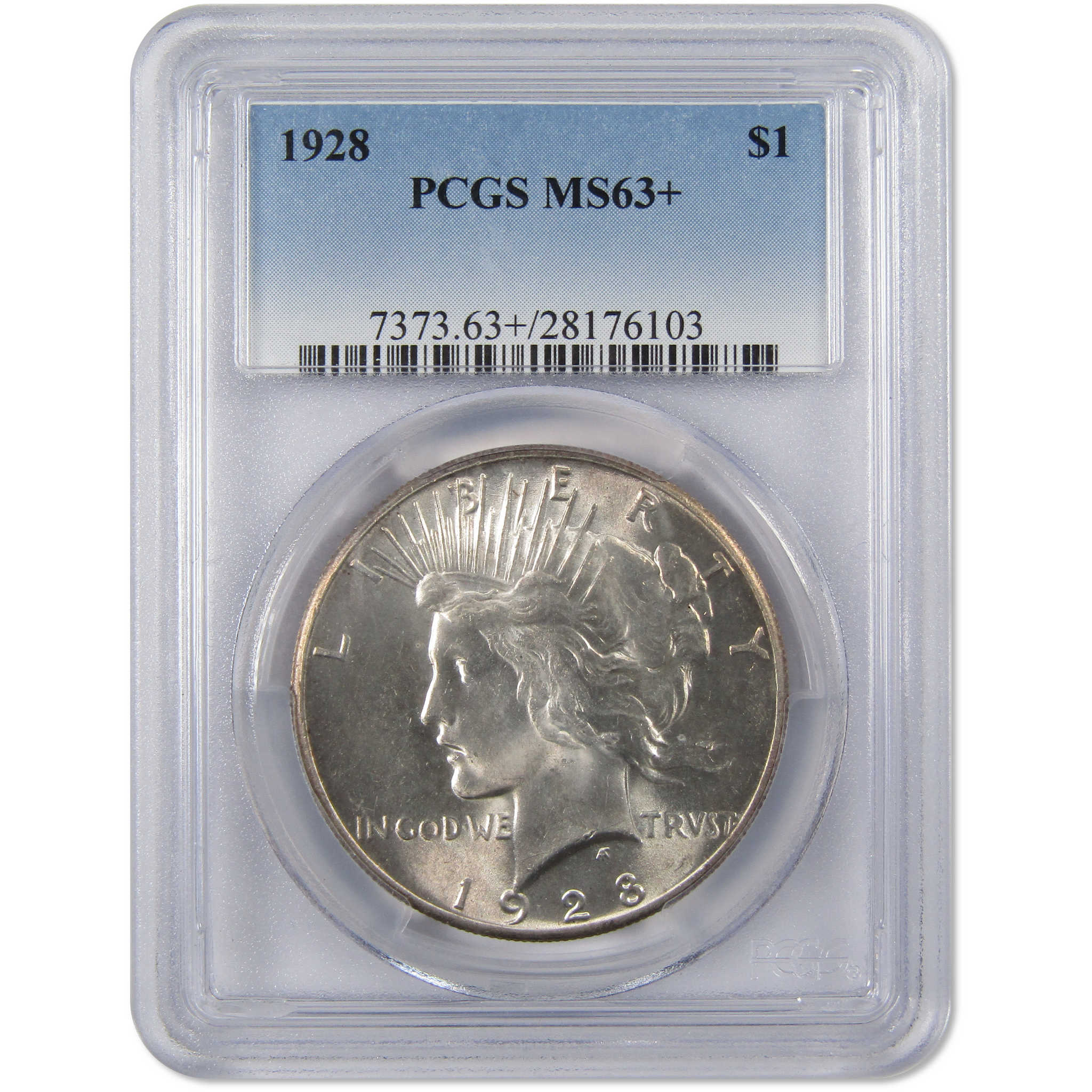 1928 Peace Dollar MS 63+ PCGS 90% Silver $1 Coin SKU:I9741