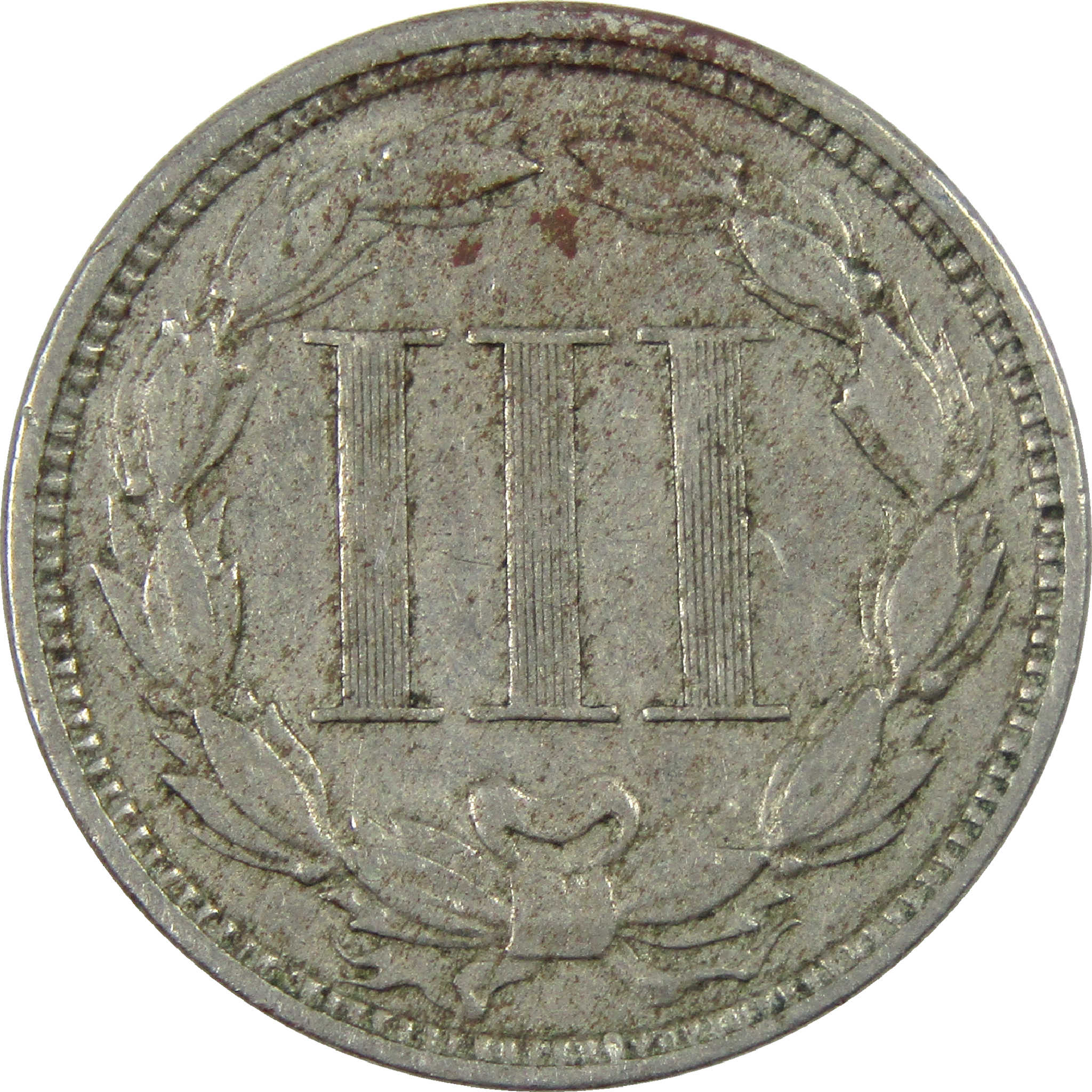 1868 Nickel Three Cent Piece F Fine 3c Coin SKU:I12285