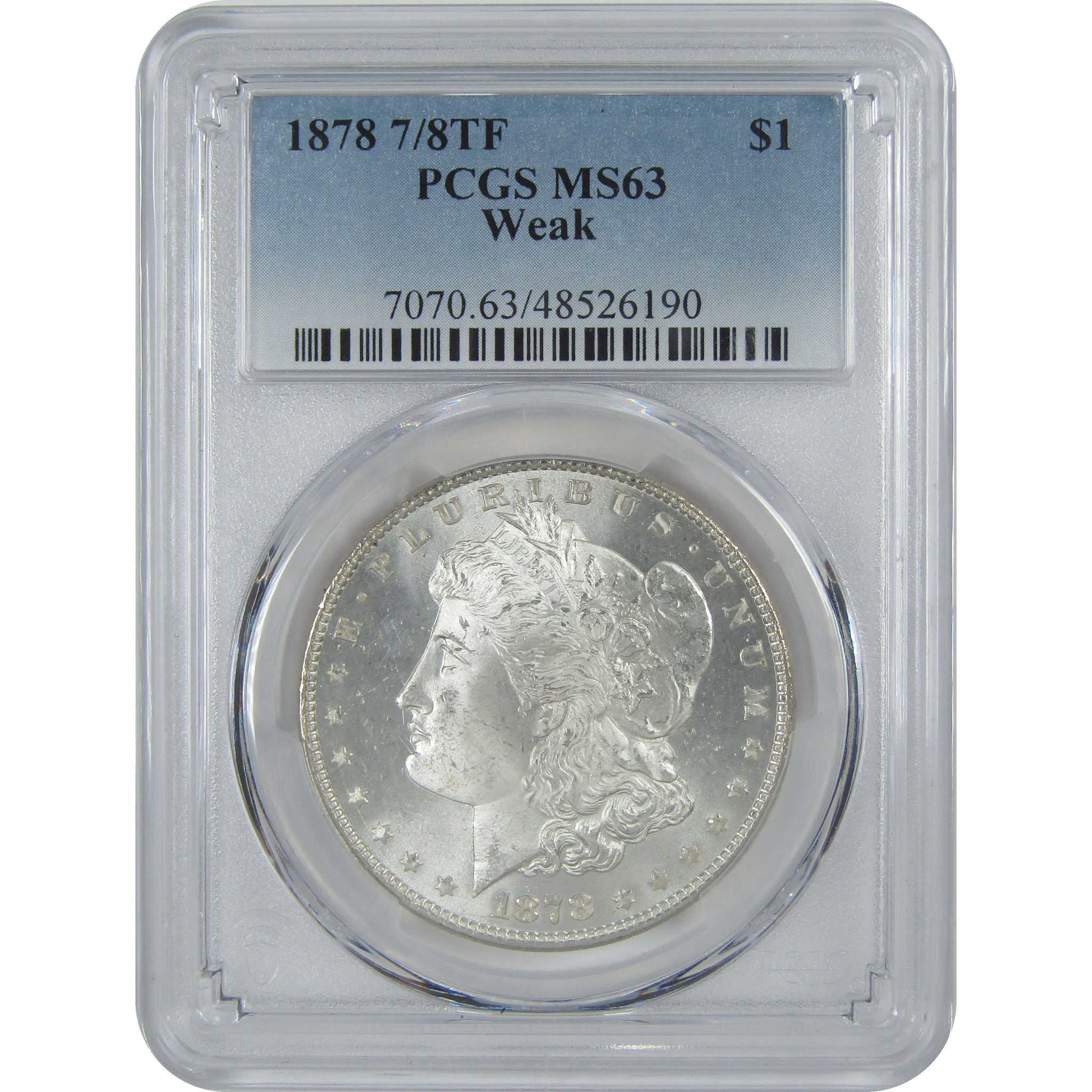 1878 7/8TF Weak Morgan Dollar MS 63 PCGS Silver $1 Unc SKU:I16533 - Morgan coin - Morgan silver dollar - Morgan silver dollar for sale - Profile Coins &amp; Collectibles