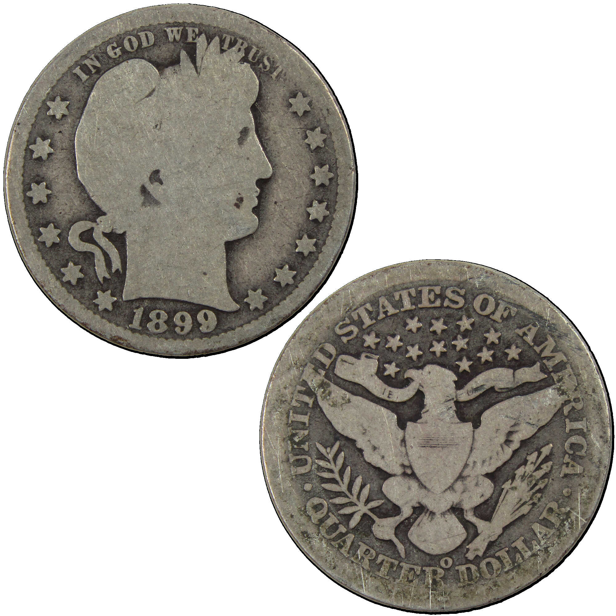 1899 O Barber Quarter G Good Silver 25c Coin SKU:I12710
