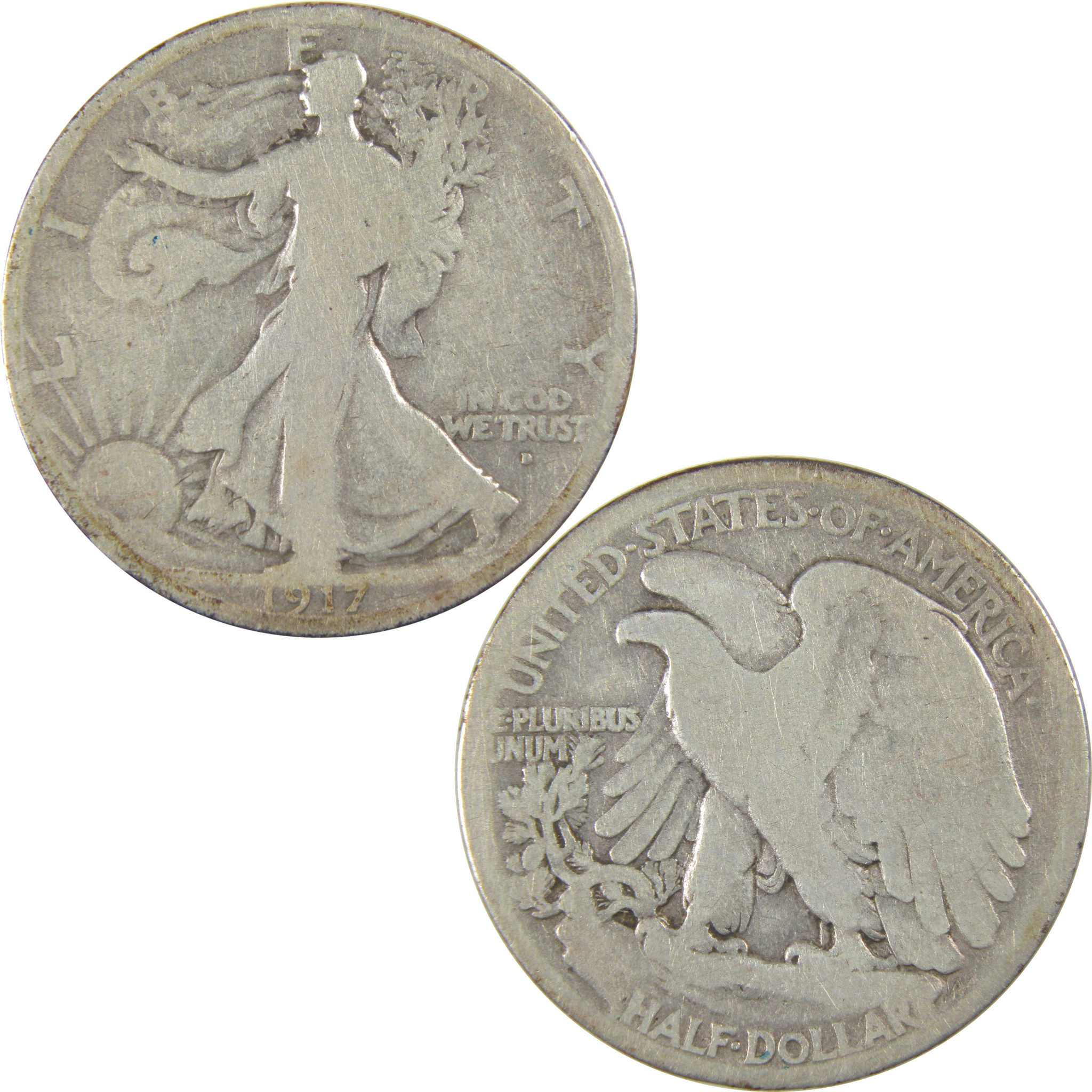 1917 D Obverse Liberty Walking Half Dollar G Good Silver SKU:I23752
