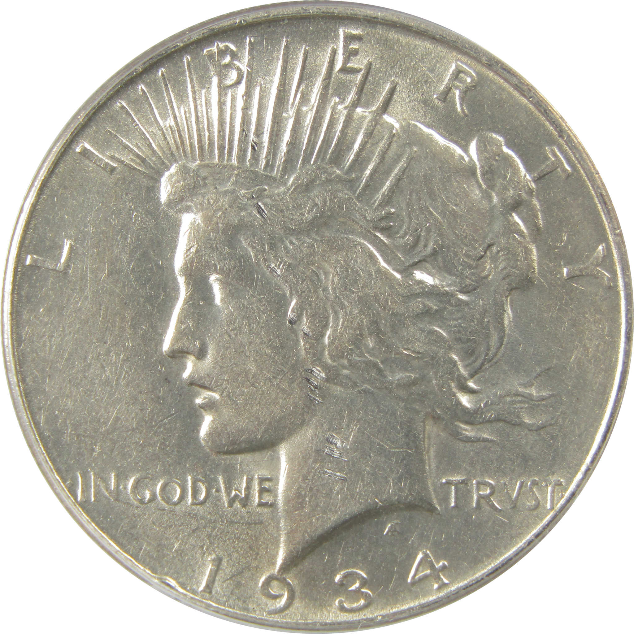1934 D Peace Dollar AU 50 Details ANACS Silver $1 Coin SKU:I22373