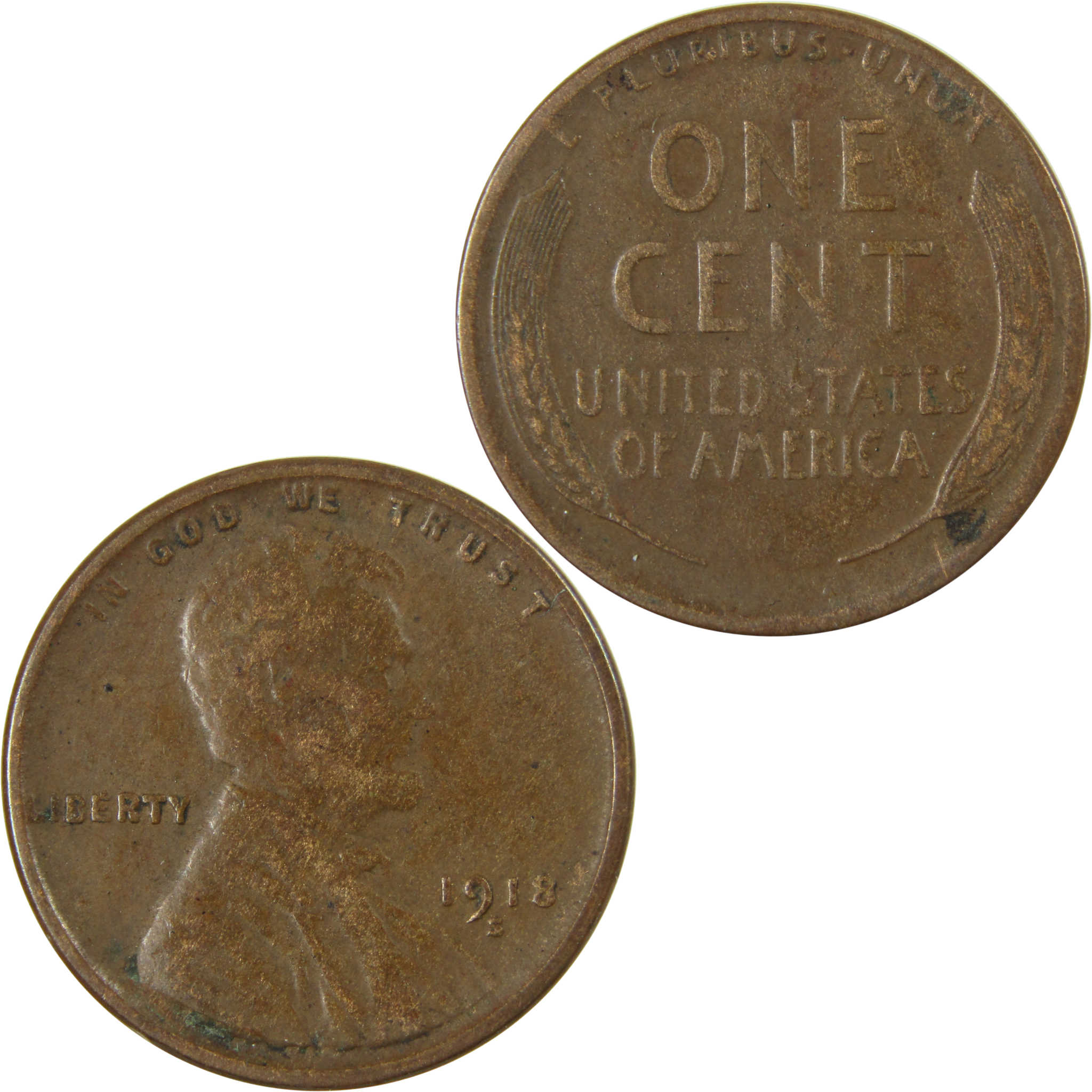 1918 S Lincoln Wheat Cent VF Very Fine Penny 1c Coin SKU:I25882