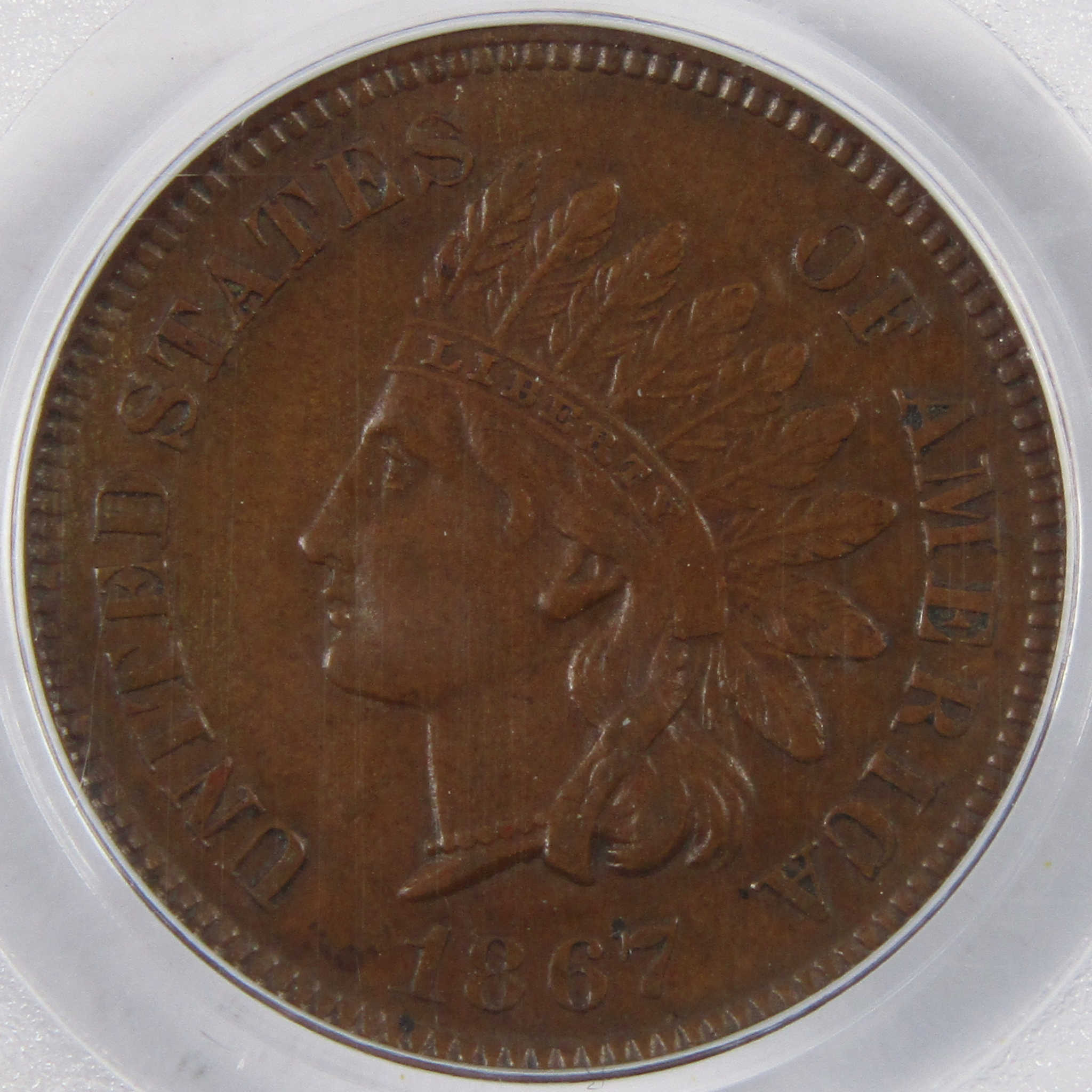 1867 Indian Head Cent AU 55 PCGS Penny 1c Coin SKU:I9743