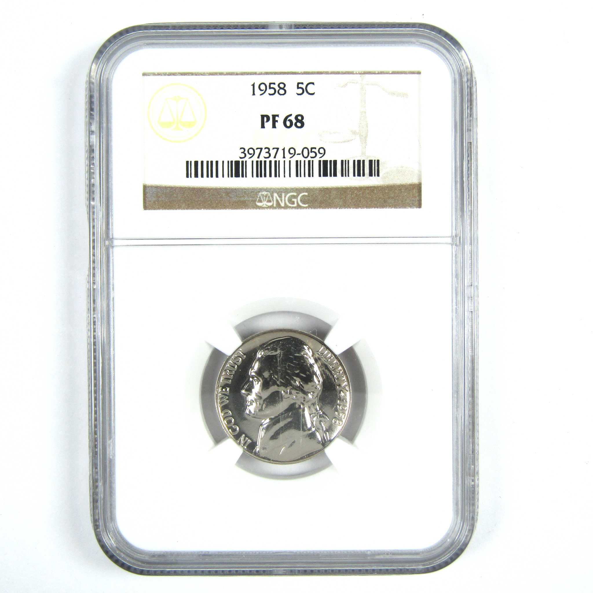 1958 Jefferson Nickel PF 68 NGC 5c Proof Coin SKU:CPC8565