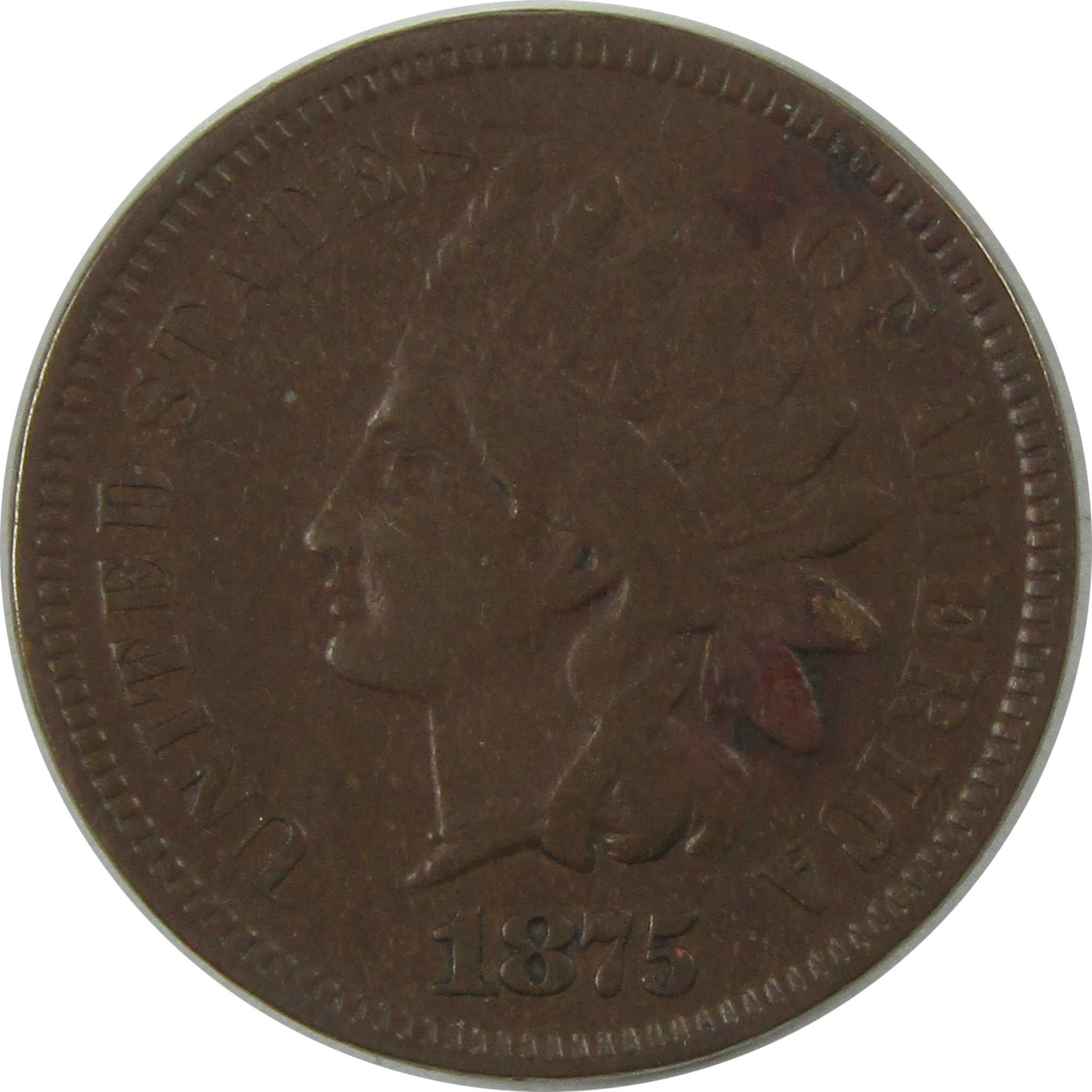 1875 Indian Head Cent F Fine Penny 1c Coin SKU:I22254