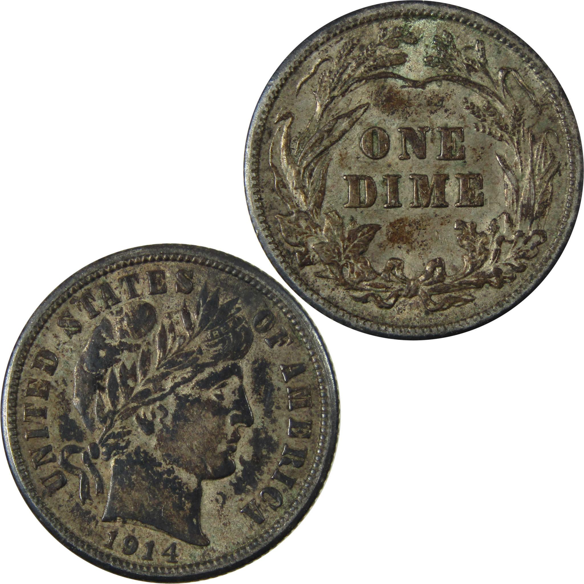 1914 Barber Silver Dime XF EF Extremely Fine 10c Coin SKU:CP1000