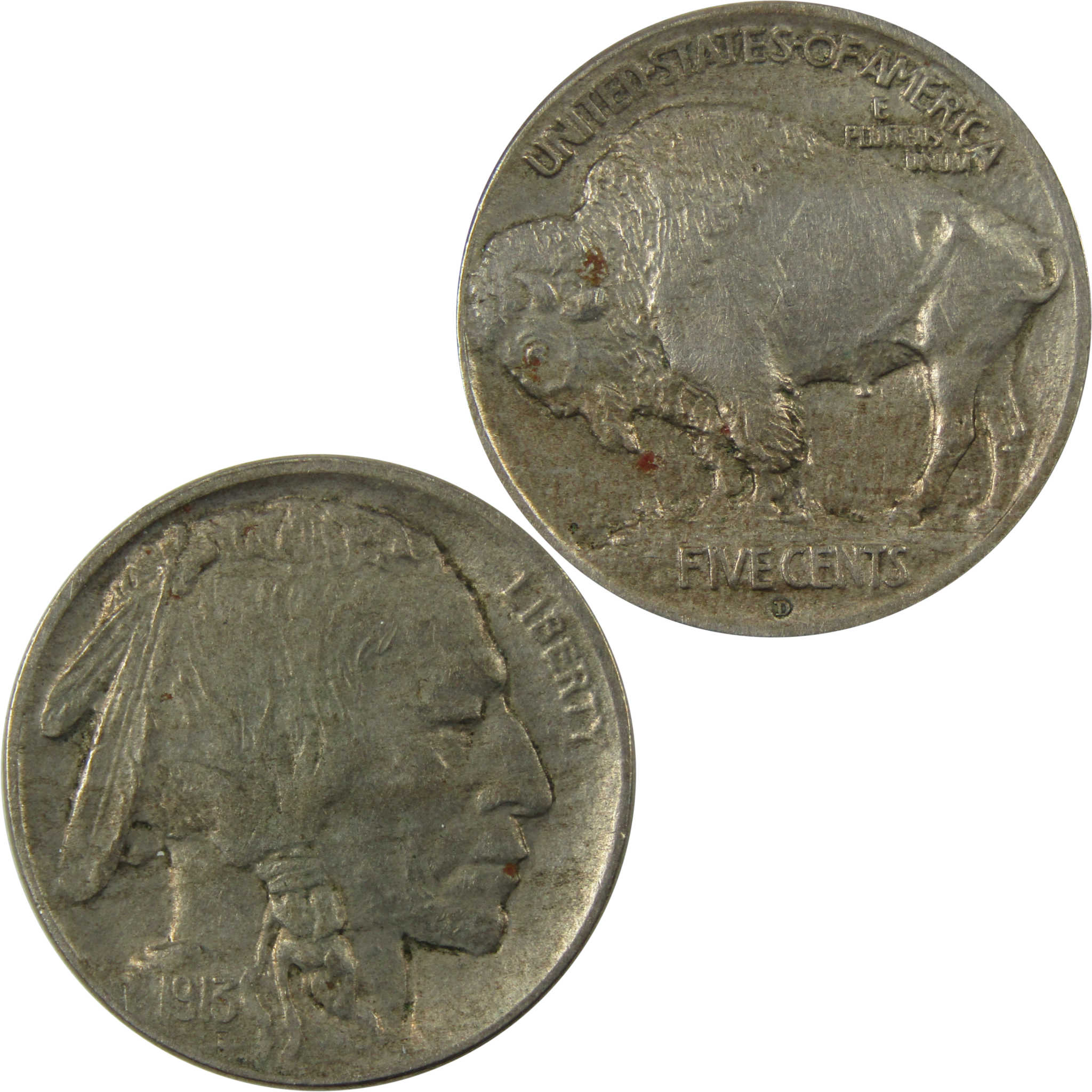 1913 D Type 1 Indian Head Buffalo 5c AU About Uncirculated SKU:I24981