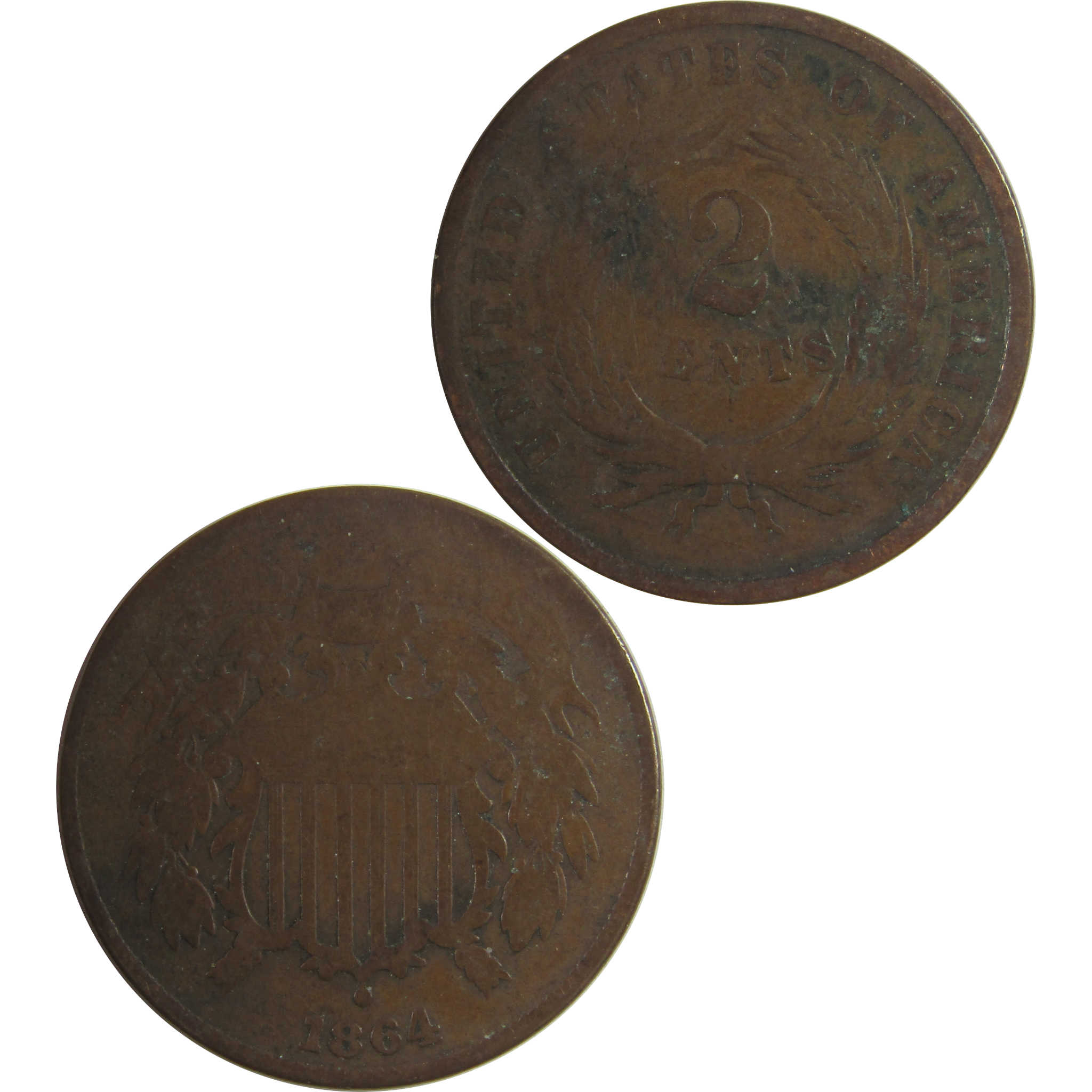 1864 Large Motto Two Cent Piece G Good 2c Coin SKU:CPC0749