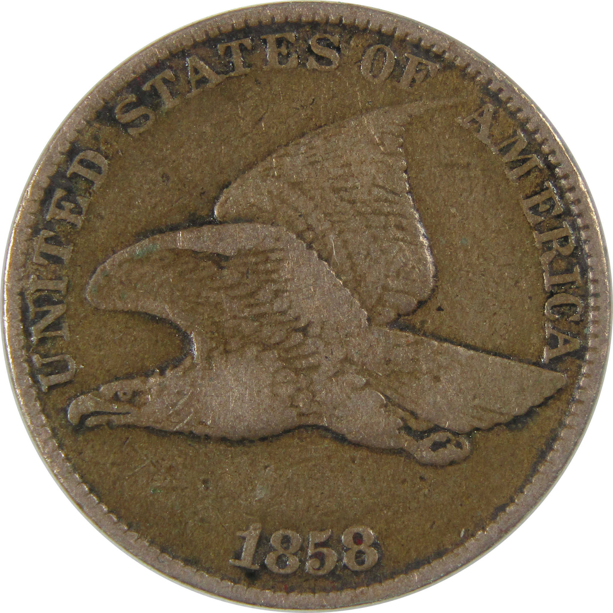 1858 Large Letters Flying Eagle Cent F Fine Penny 1c Coin SKU:I23729
