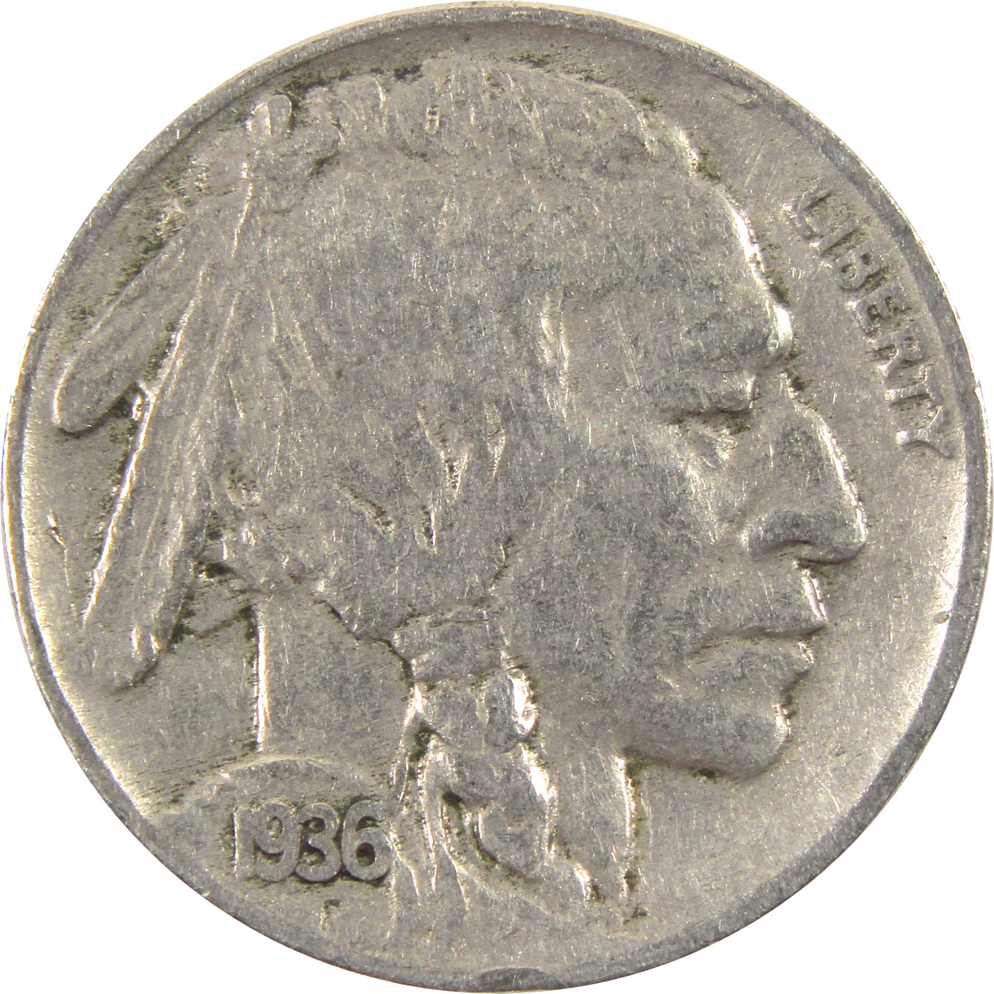 1936 Indian Head Buffalo Nickel AG About Good 5c Coin