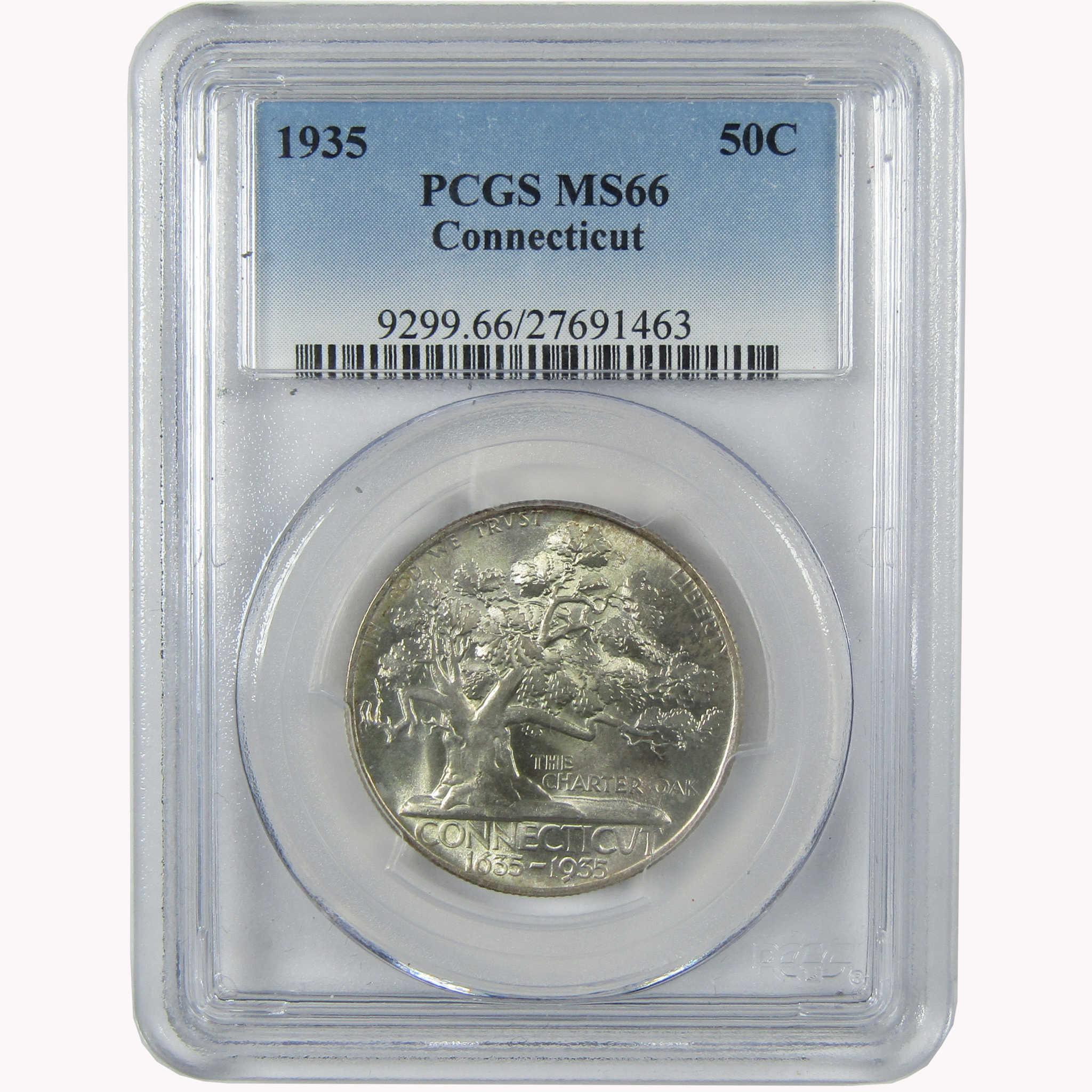 1935 Connecticut Commemorative Silver Half Dollar MS 66 PCGS 50c Coin