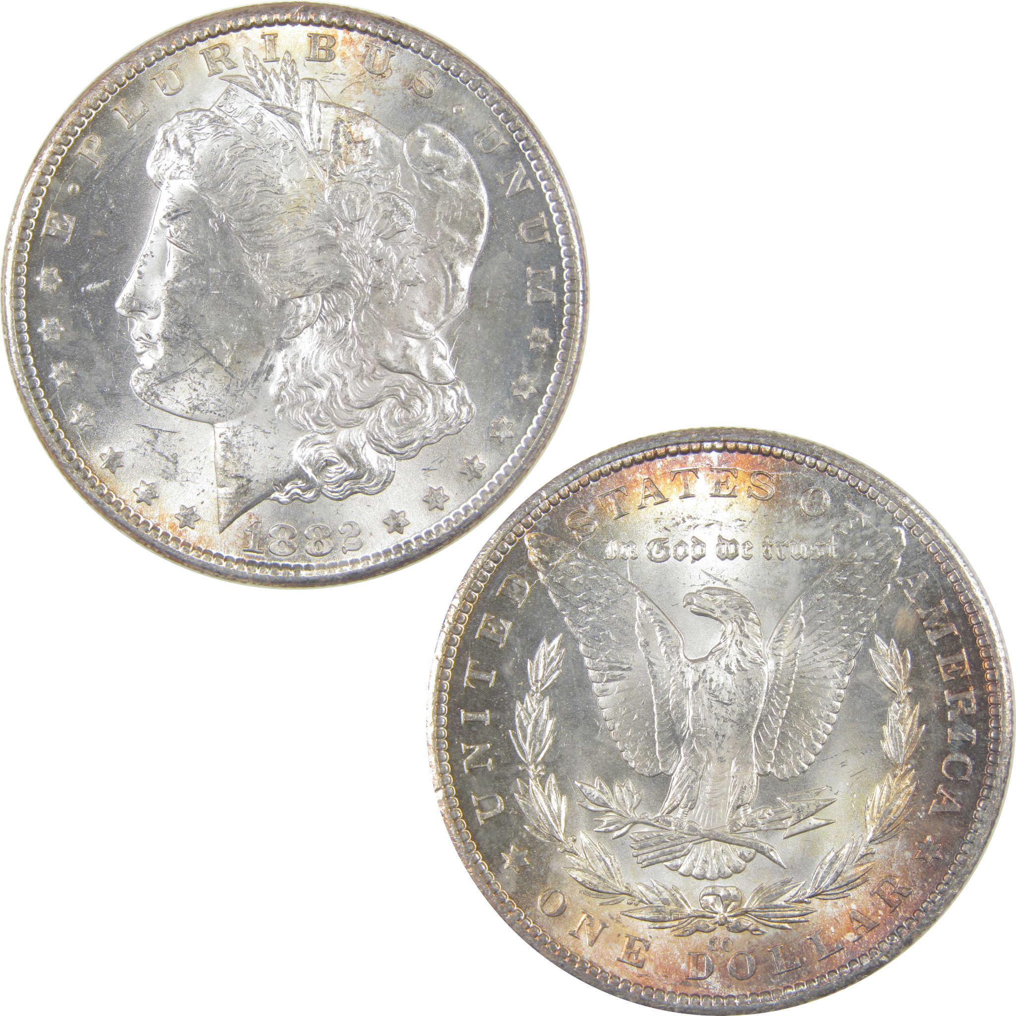 1882 CC Morgan Dollar Uncirculated Silver $1 Coin Toned SKU:I16956