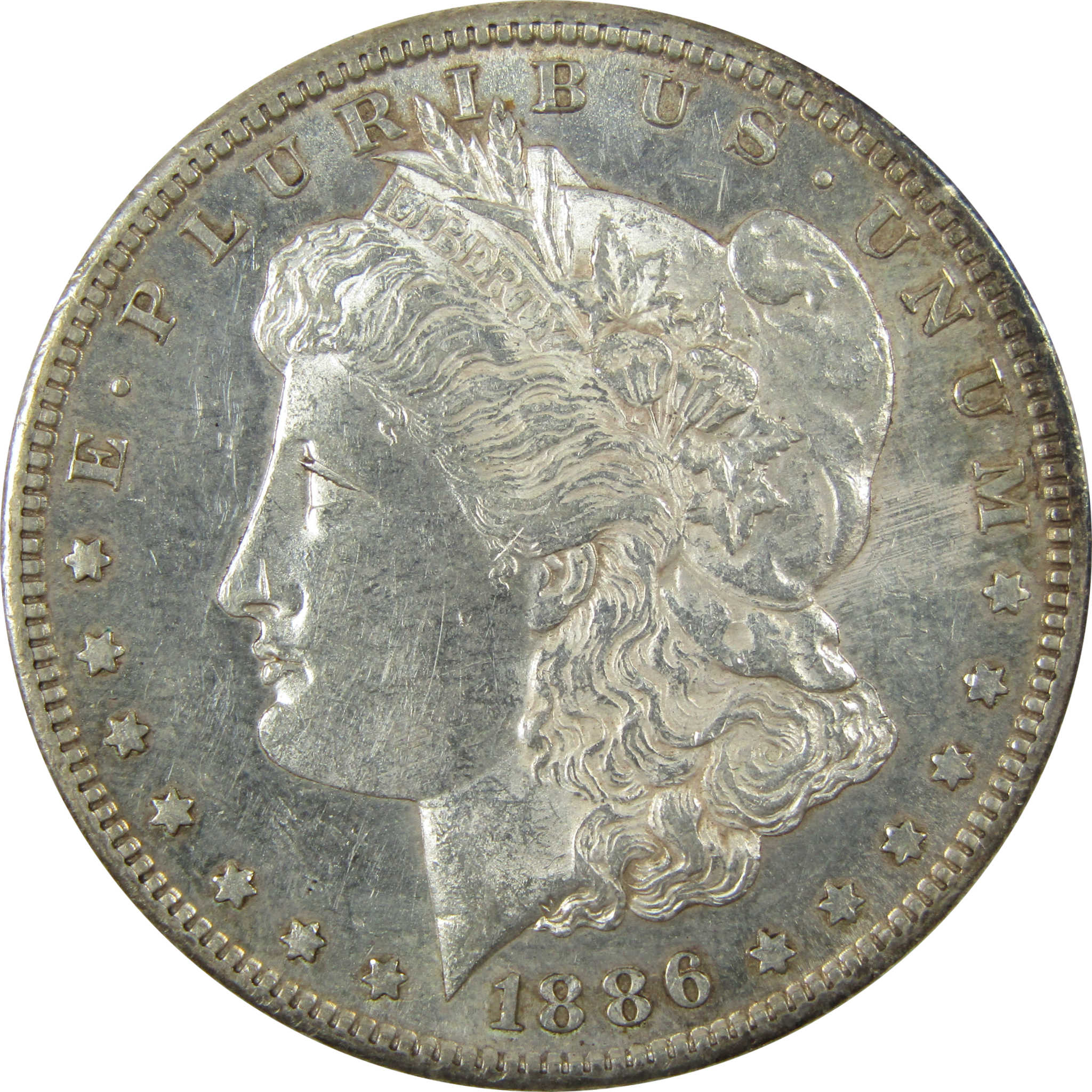 1886 S Morgan Silver Dollar AU About Uncirculated $1 Coin SKU:CP1396 - Morgan coin - Morgan silver dollar - Morgan silver dollar for sale - Profile Coins &amp; Collectibles