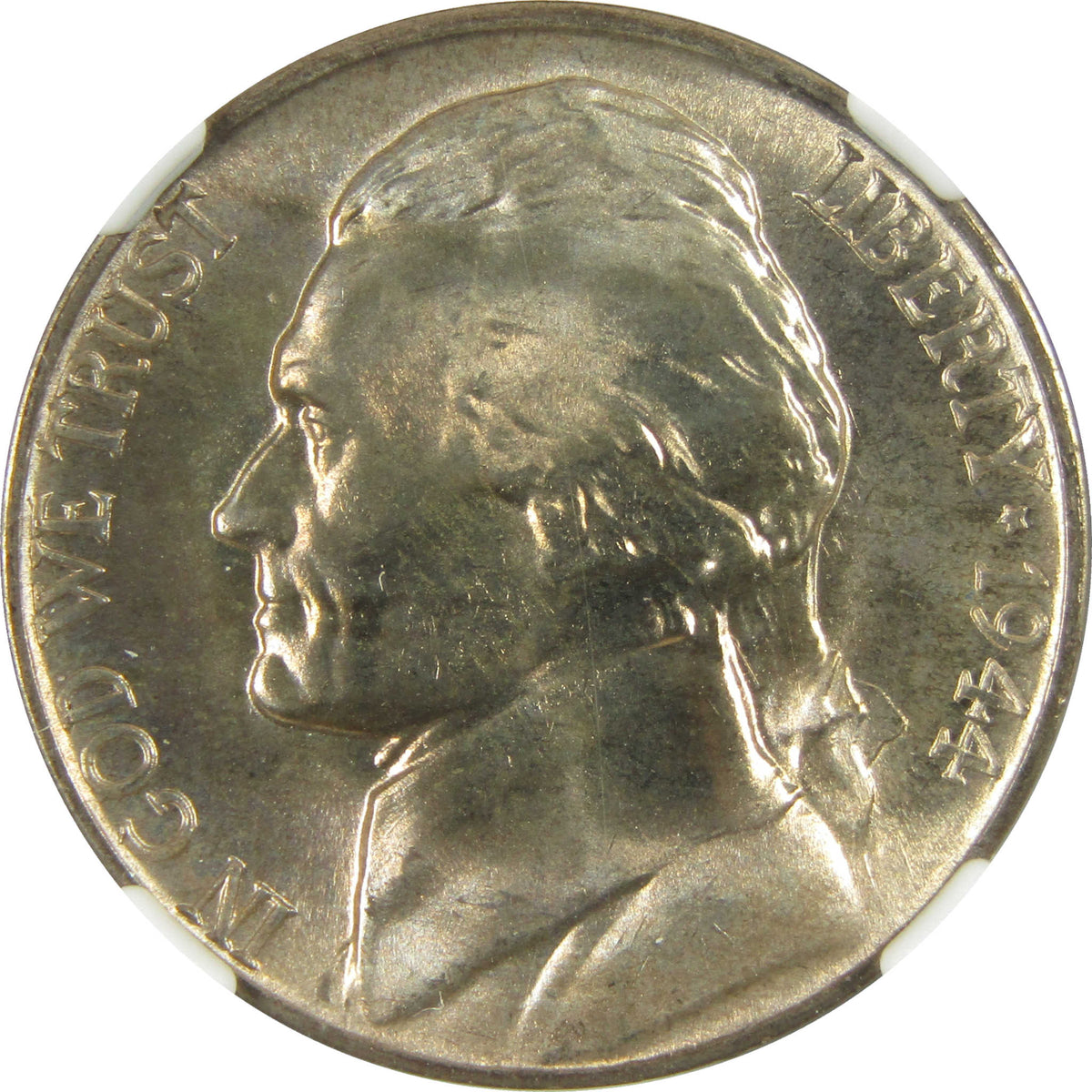 1944 D Jefferson Wartime Silver Nickel MS 67 NGC 5c Coin SKU:I28711