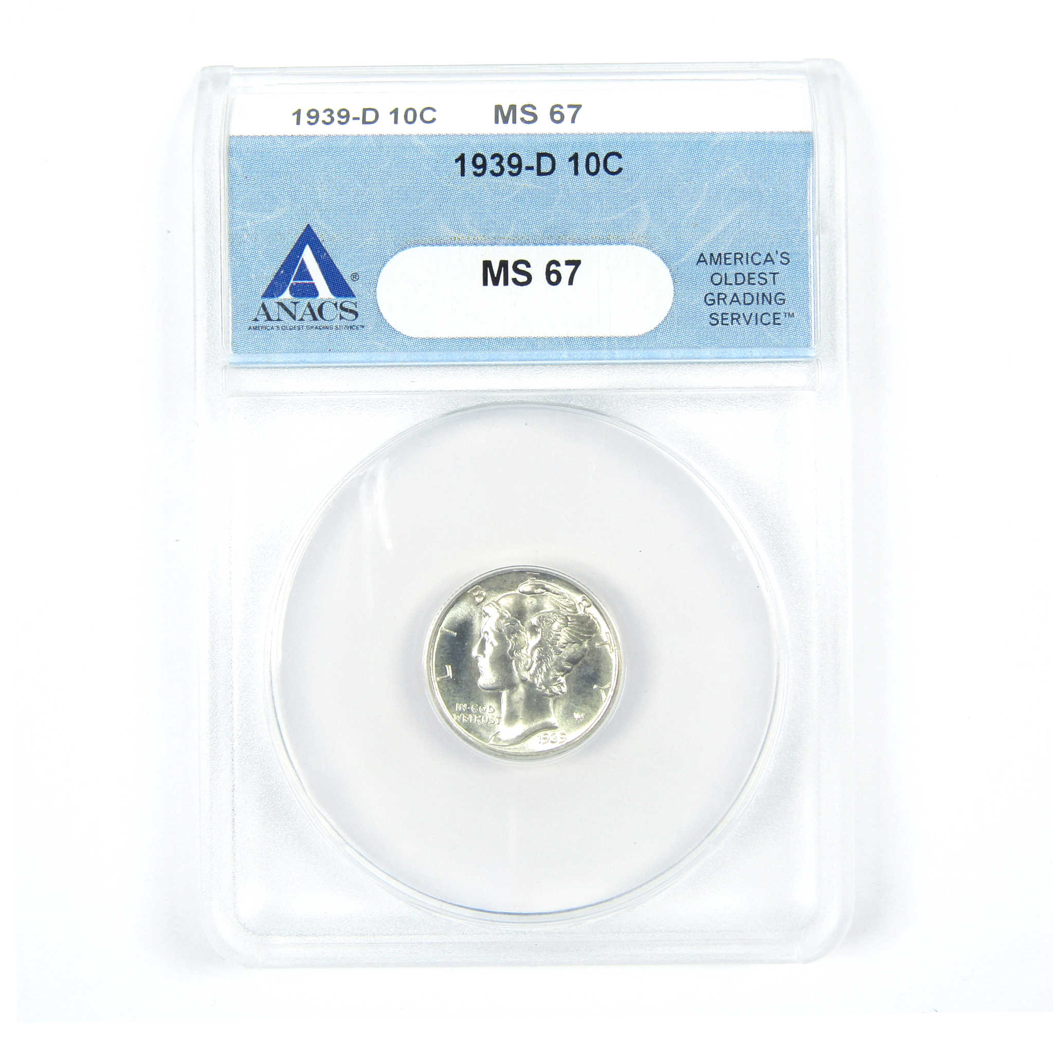 1939 D Mercury Dime MS 67 ANACS Silver 10c Uncirculated SKU:I15005