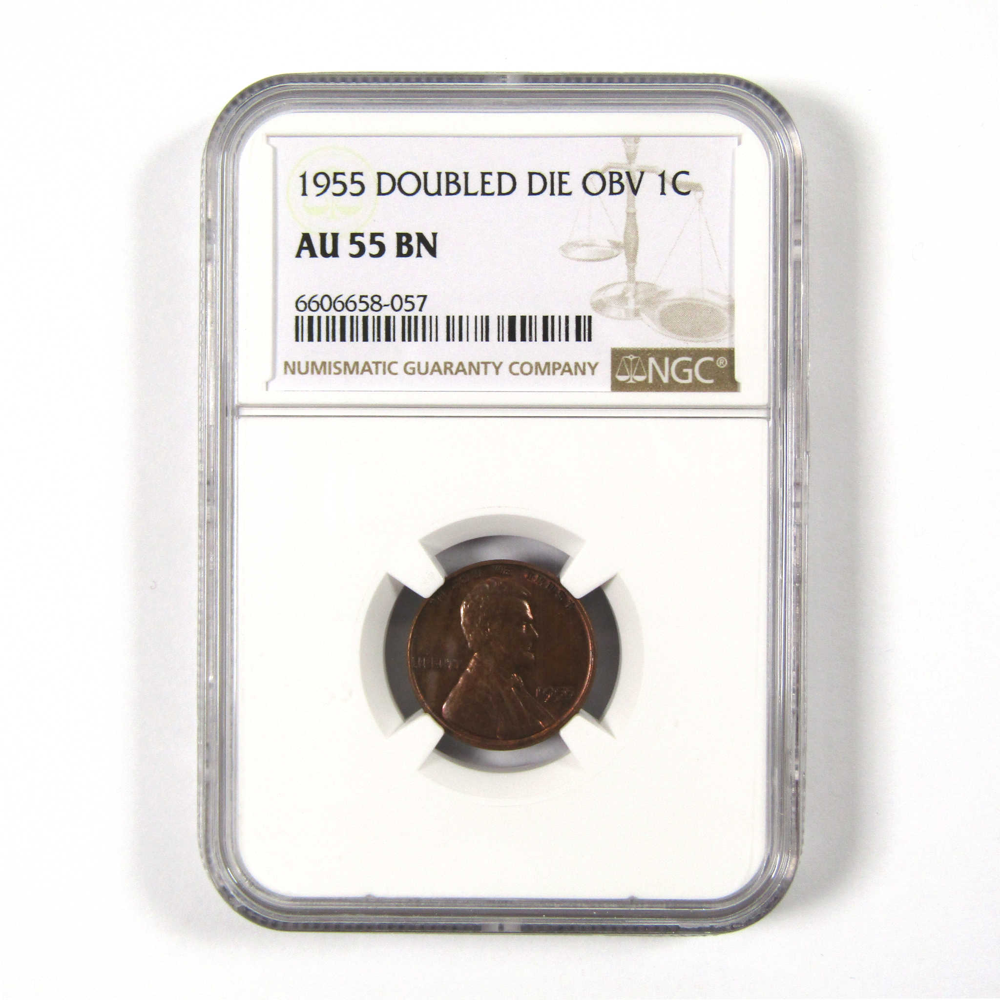 1955 DDO Double Die Obverse Lincoln Wheat Cent AU 55 BN NGC SKU:I8426