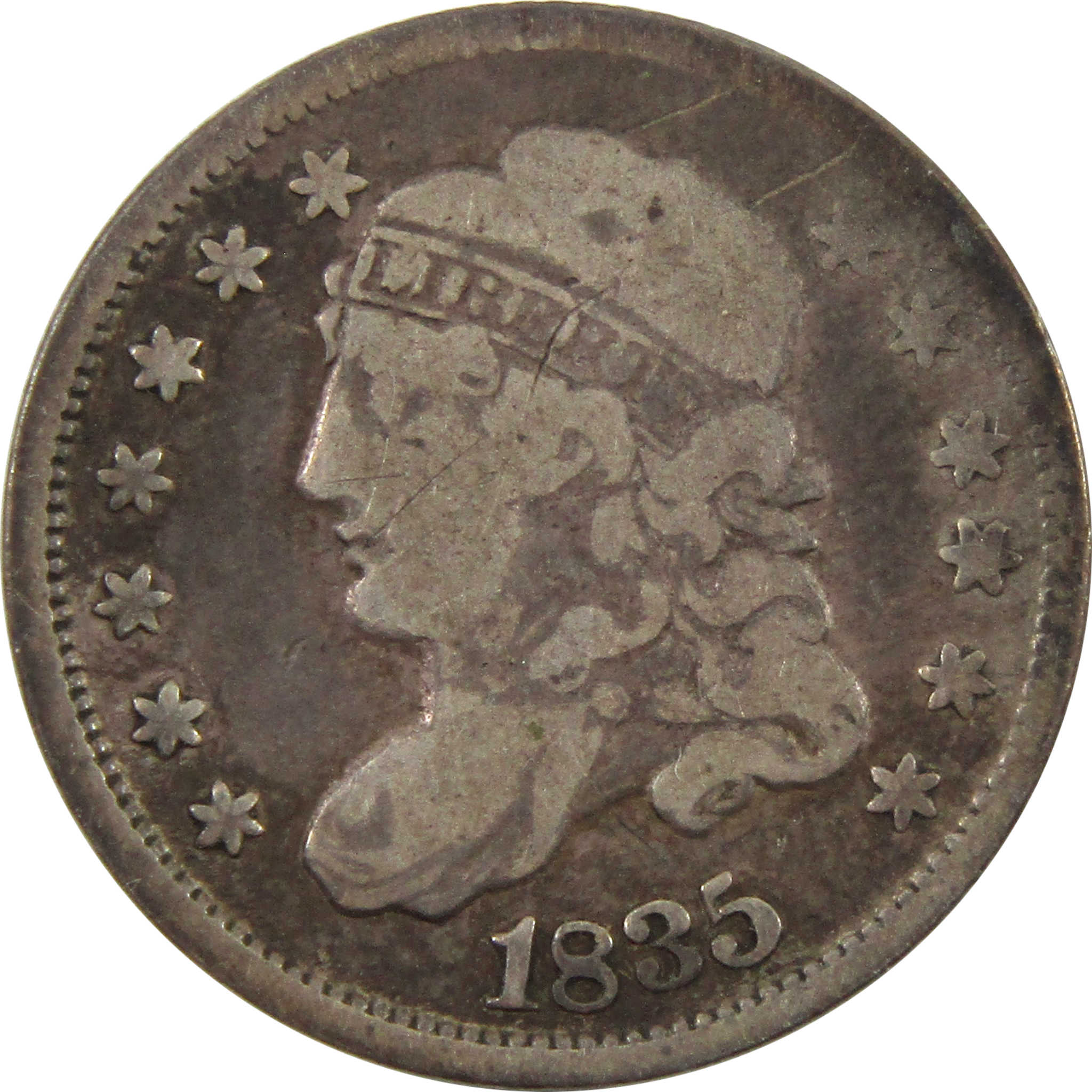 1835 Large Date and 5C Capped Bust ½ Dime VF 89.24% Silver SKU:I10661
