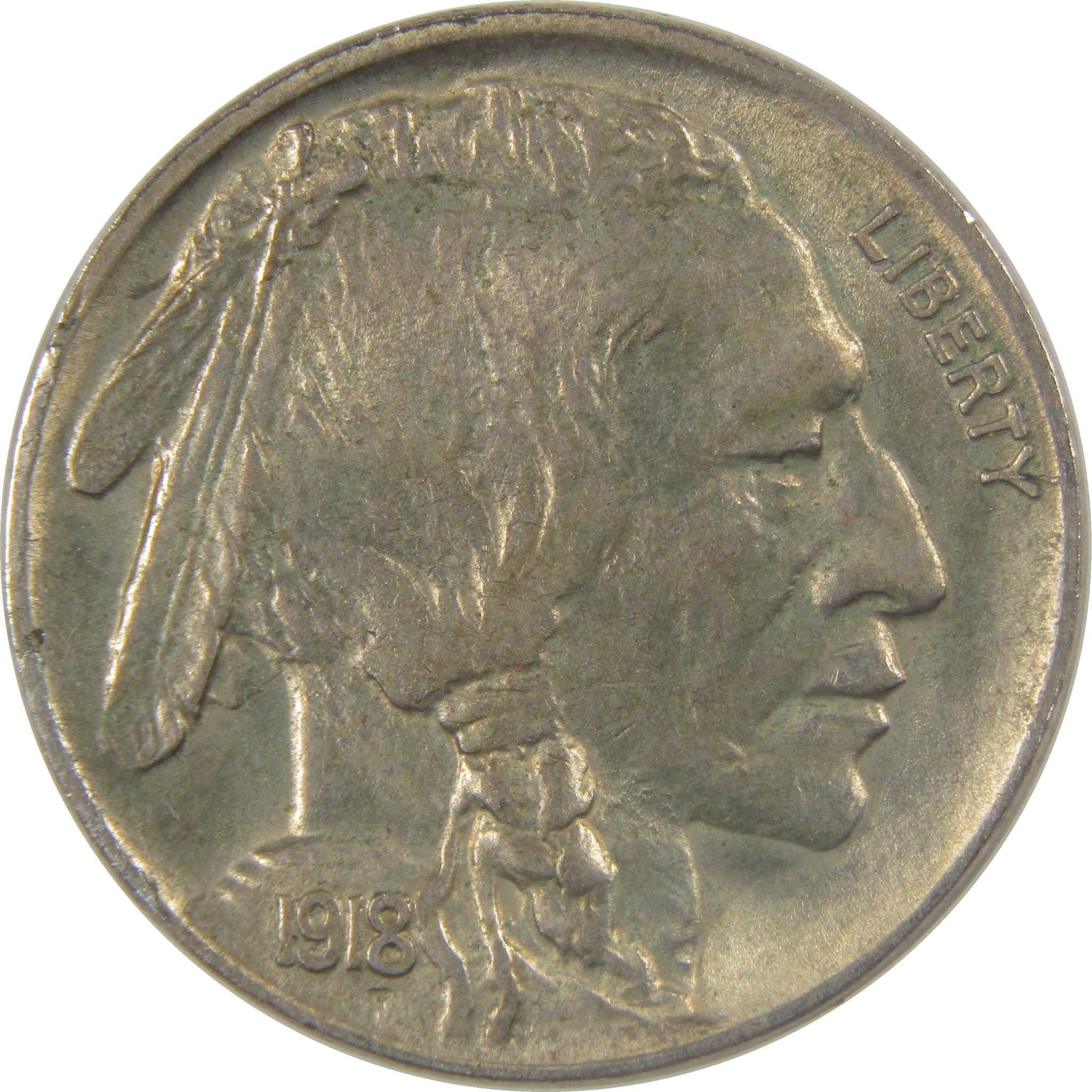 1918 D Indian Head Buffalo Nickel AU About Uncirculated 5c Coin