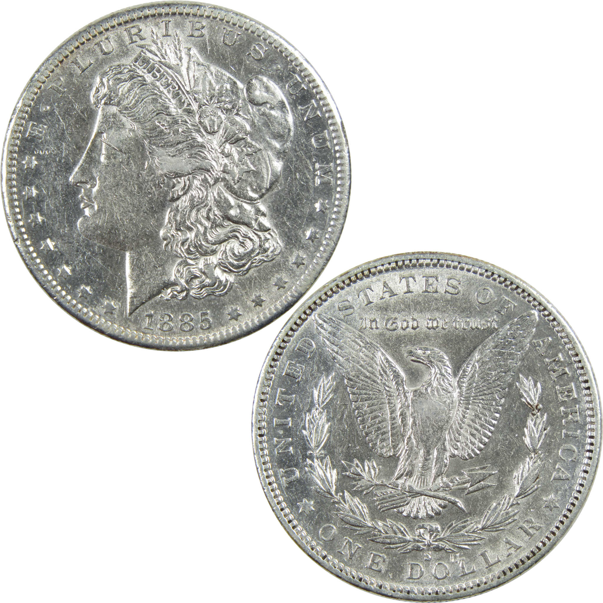1885 S Morgan Dollar AU About Uncirculated Details Silver SKU:I11697 - Morgan coin - Morgan silver dollar - Morgan silver dollar for sale - Profile Coins &amp; Collectibles