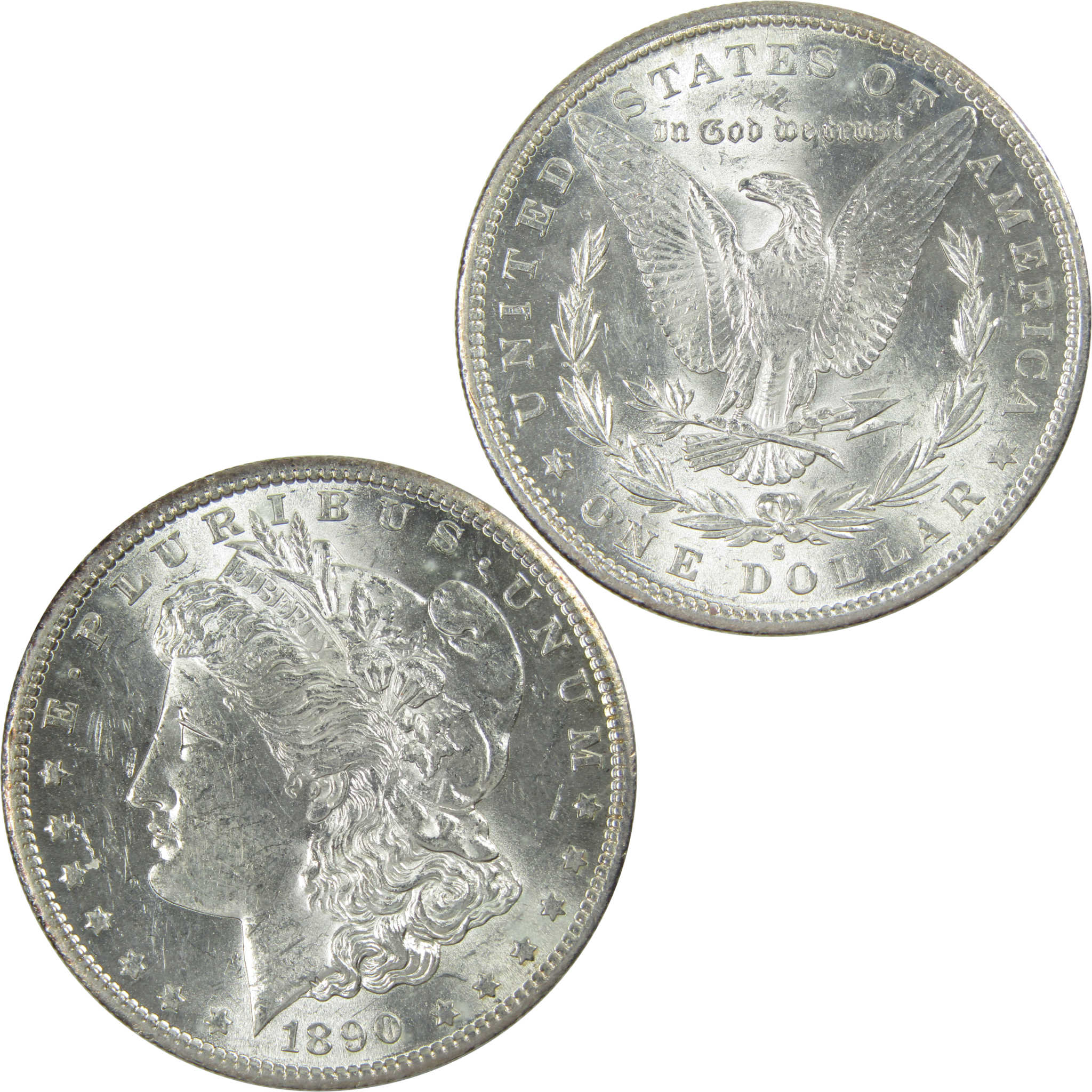 1890 S Morgan Dollar AU About Uncirculated Silver $1 Coin SKU:I13681 - Morgan coin - Morgan silver dollar - Morgan silver dollar for sale - Profile Coins &amp; Collectibles