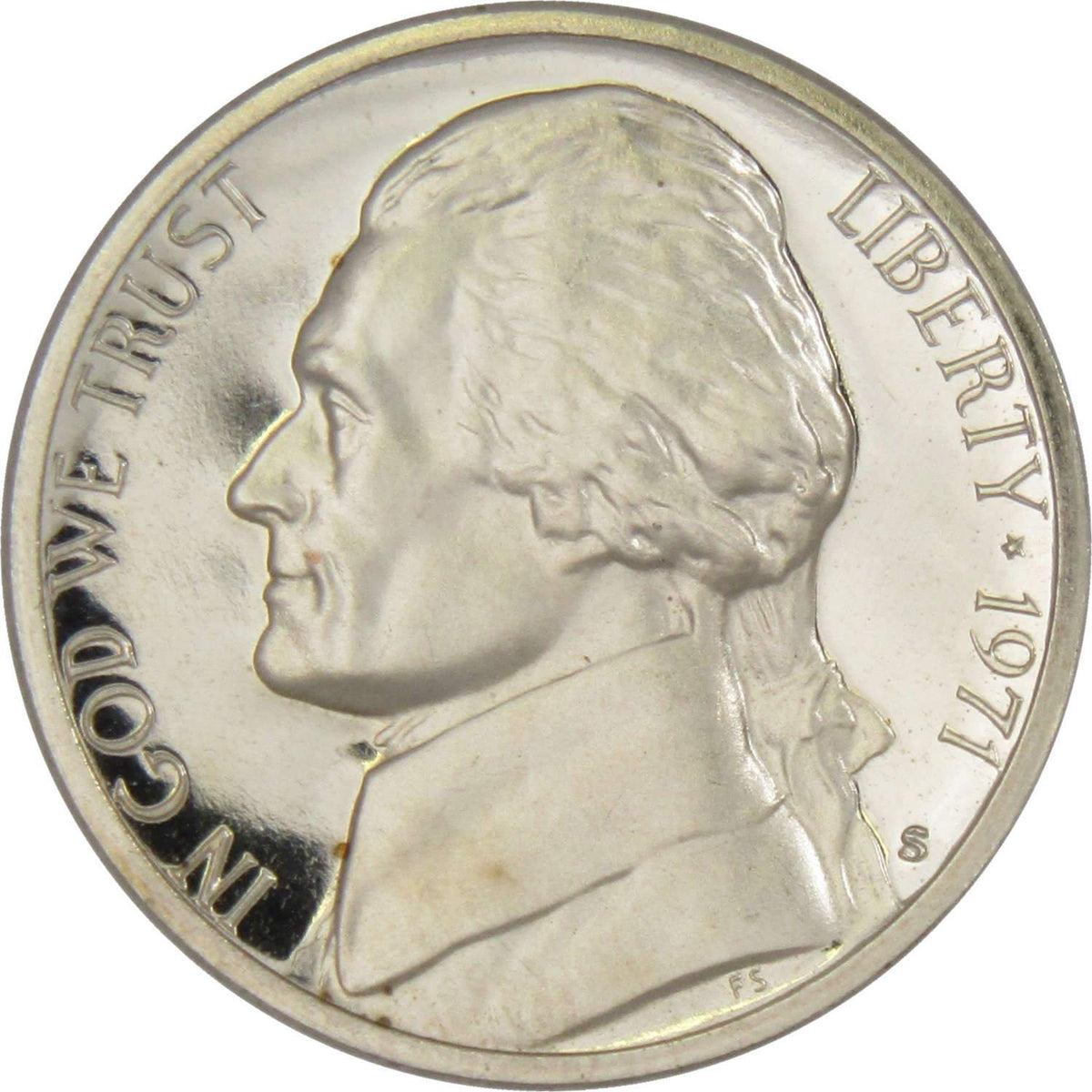 1971 S Jefferson Nickel Proof 5c Coin Collectible