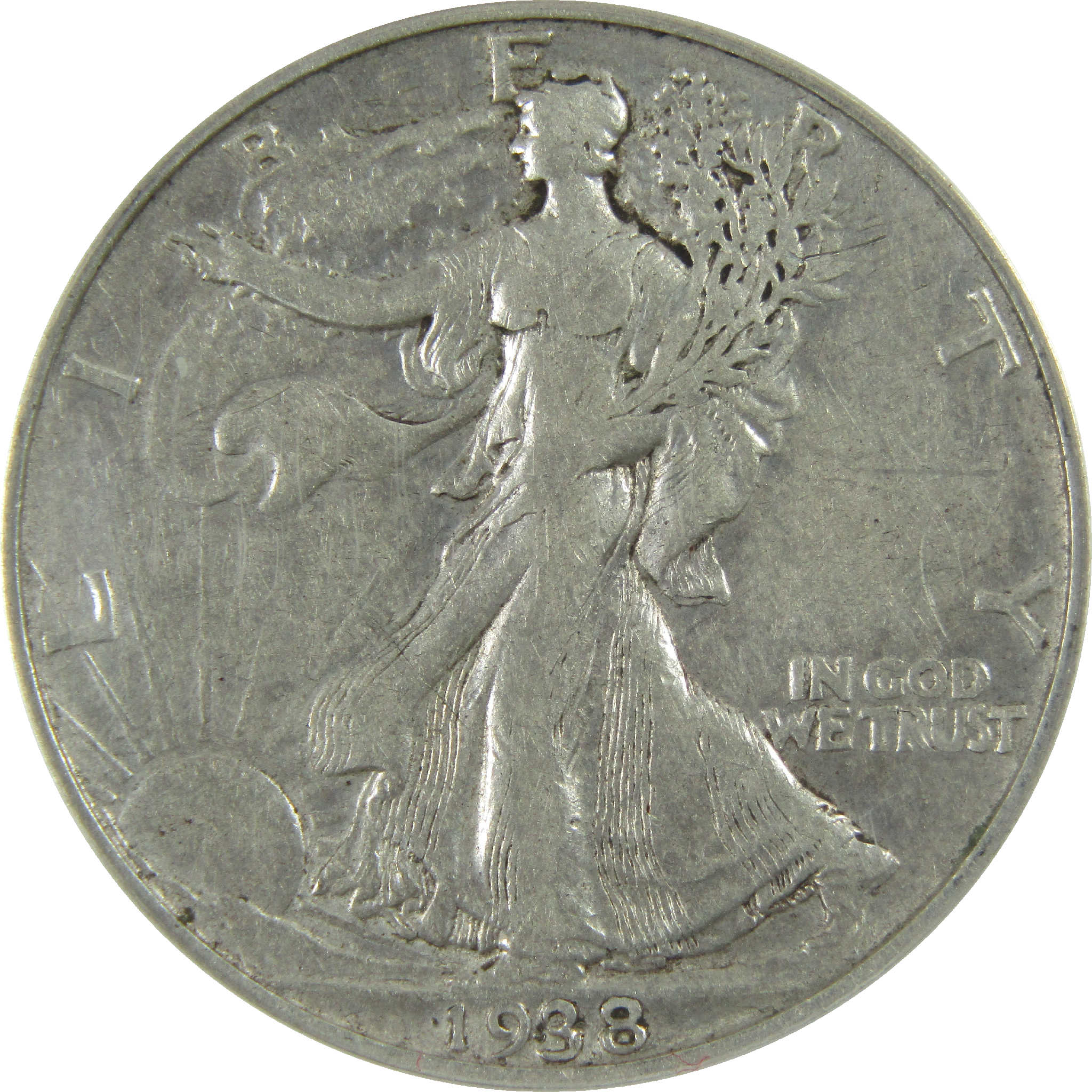 1938 D Liberty Walking Half Dollar VF 30 ANACS Silver SKU:I11906