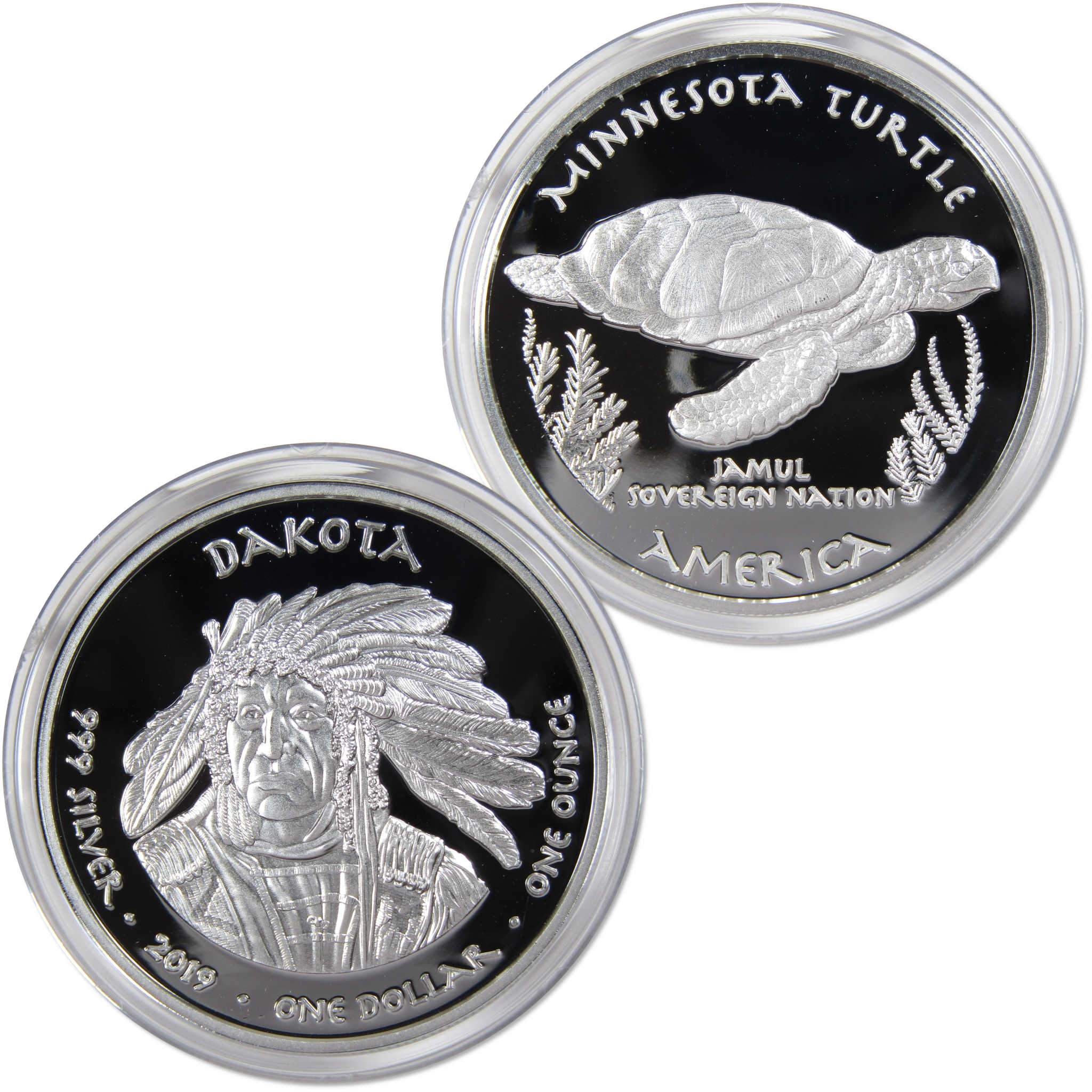 2019 Native American Jamul Dakota Minnesota Turtle 1 oz Silver Proof