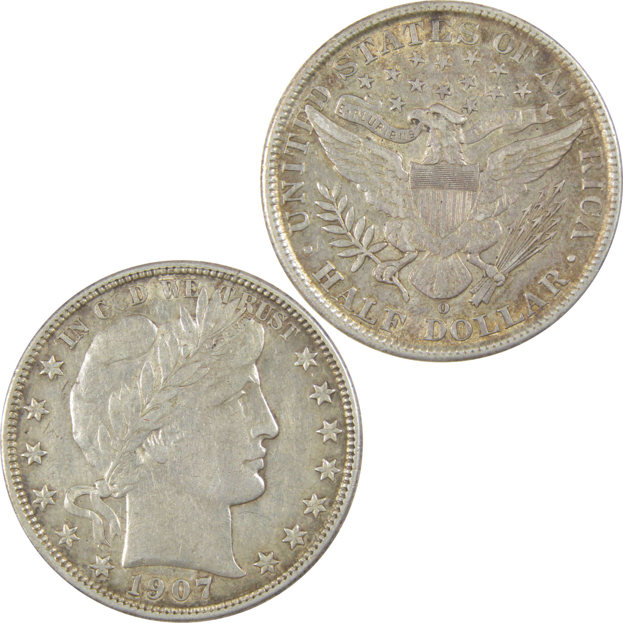 1907 O Barber Half Dollar About Uncirculated Details Silver SKU:I23410