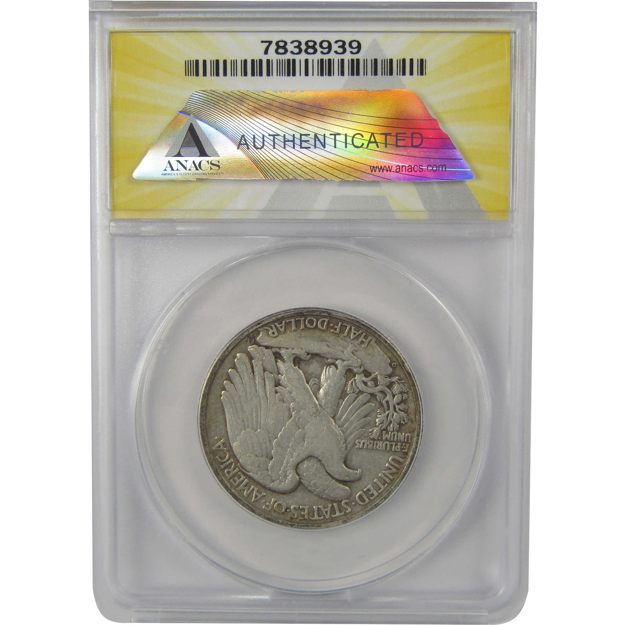 1938 D Liberty Walking Half Dollar VF 35 ANACS Silver SKU:I22189