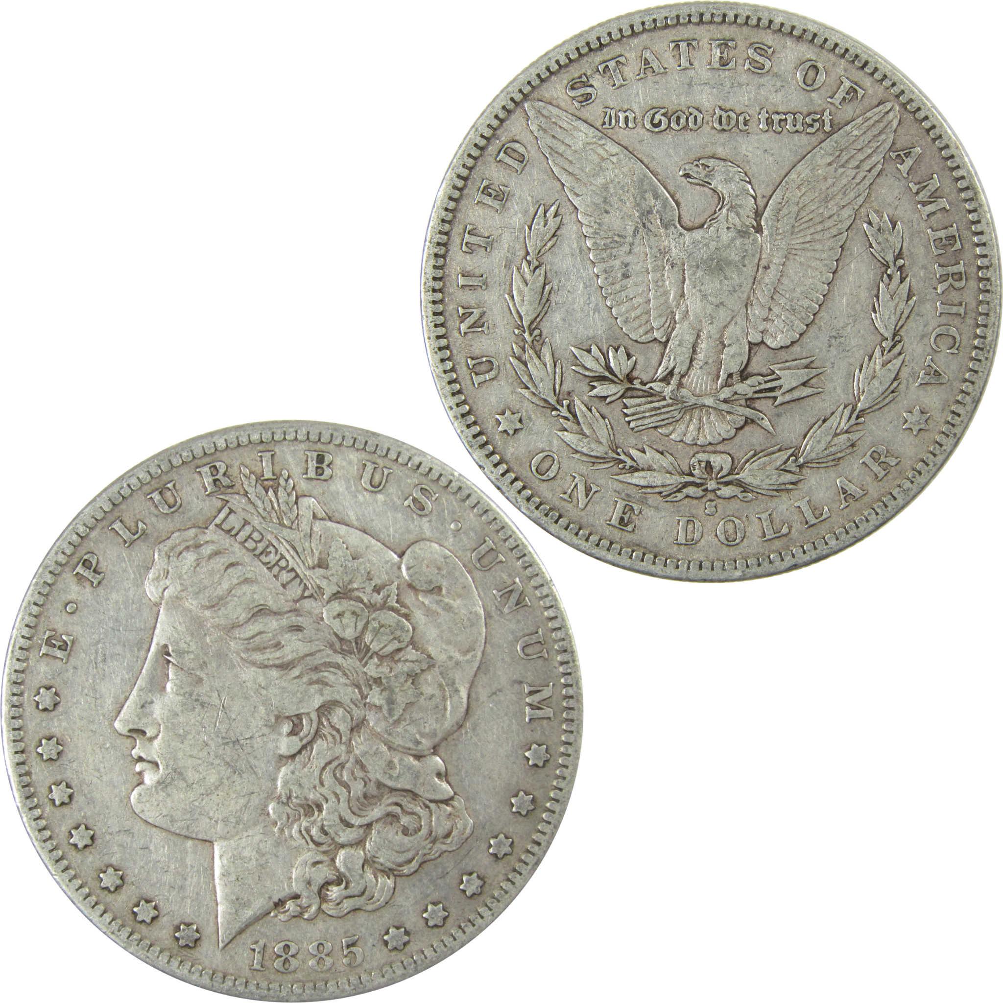 1885 S Morgan Silver Dollar VF Very Fine $1 Coin Collectible SKU:CP653 - Morgan coin - Morgan silver dollar - Morgan silver dollar for sale - Profile Coins &amp; Collectibles