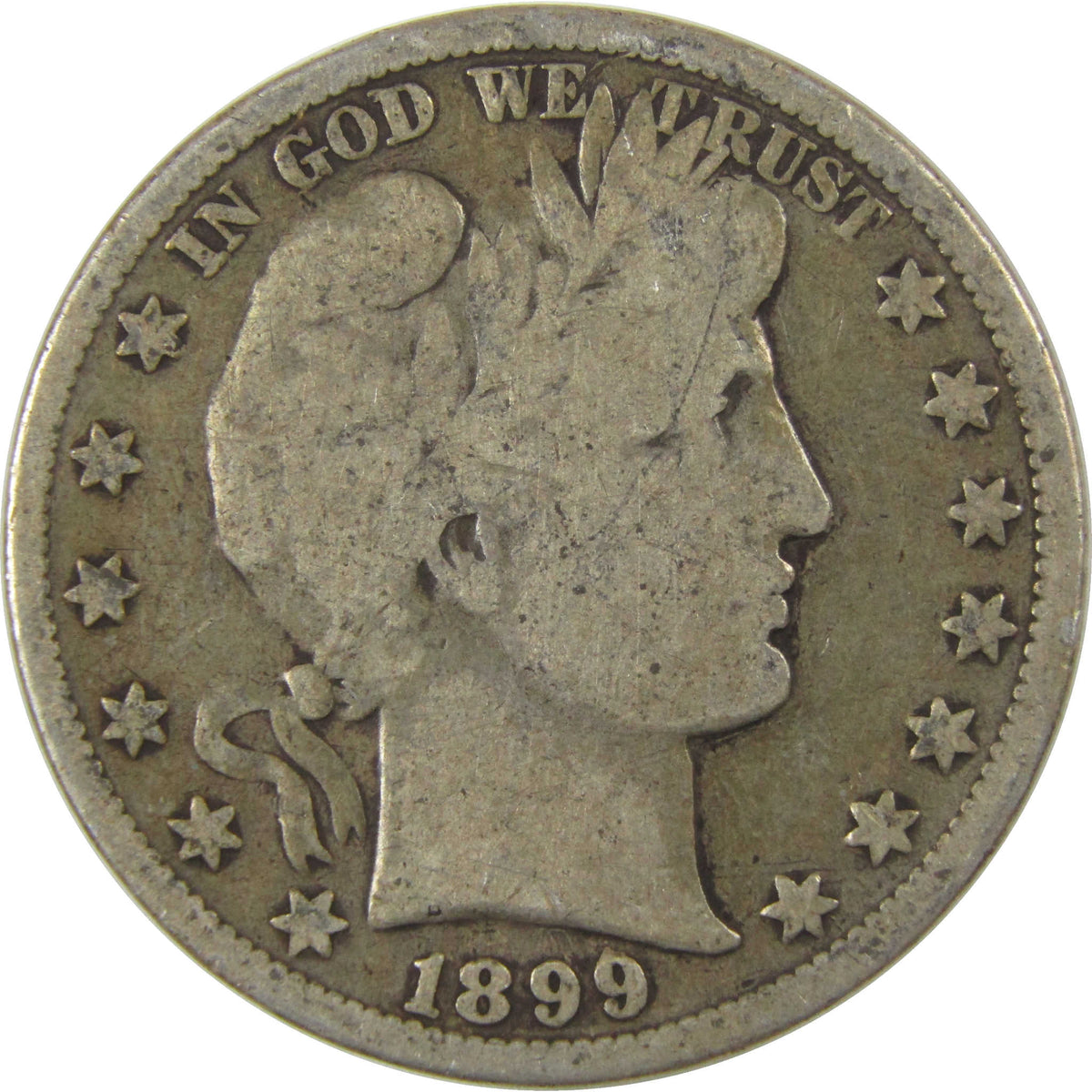 1899 Barber Silver Half Dollar G Good 50c Coin Collectible