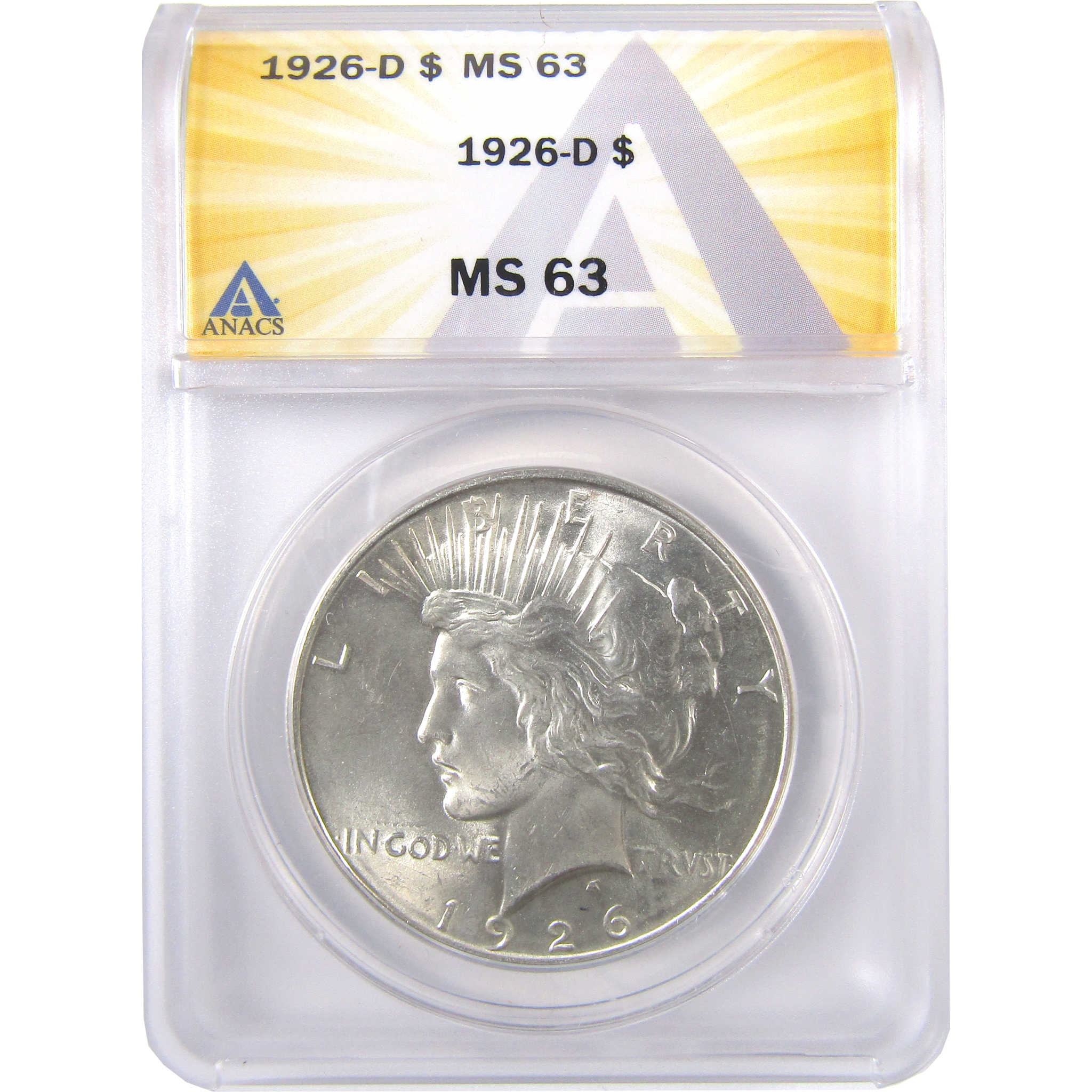 1926 D Peace Dollar MS 63 ANACS Silver Uncirculated SKU:CPC0235