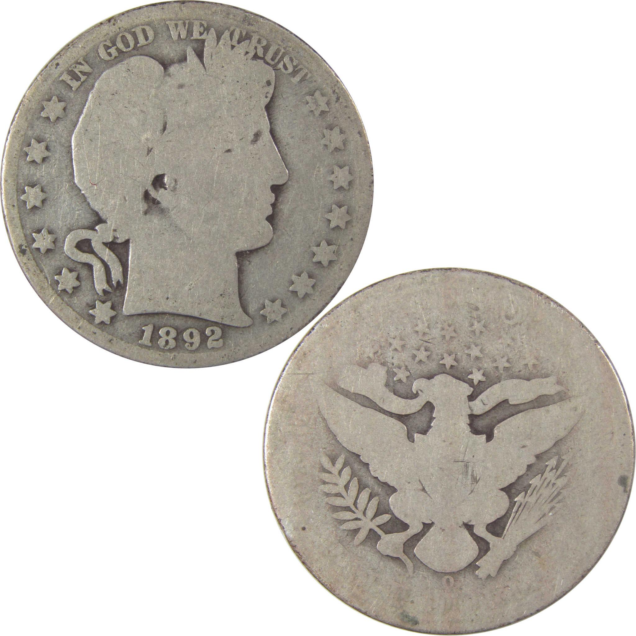 1892 O Barber Silver Half Dollar AG About Good 50c Coin SKU:I25318