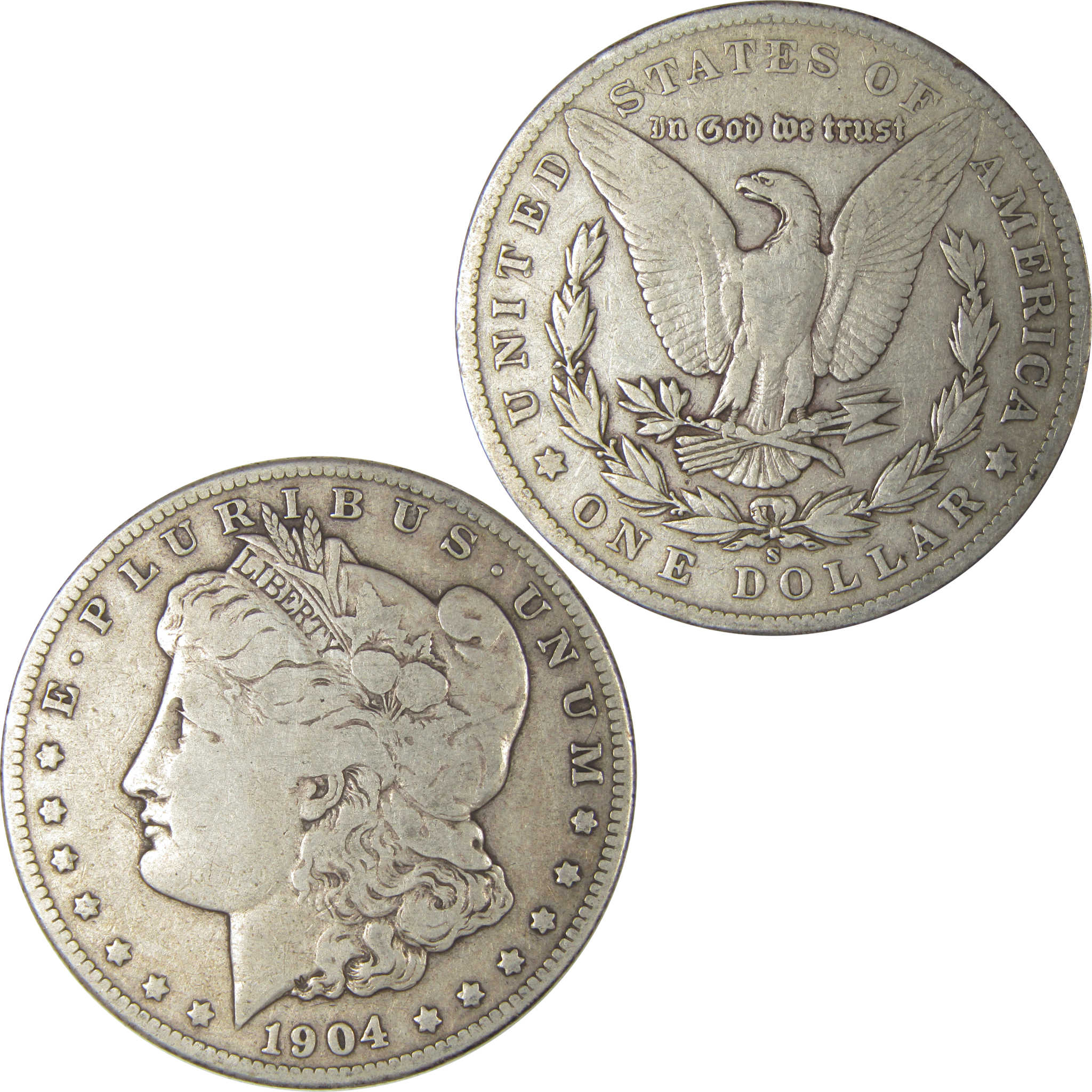 1904 S Morgan Dollar F Fine Silver $1 Coin SKU:I22513 - Morgan coin - Morgan silver dollar - Morgan silver dollar for sale - Profile Coins &amp; Collectibles