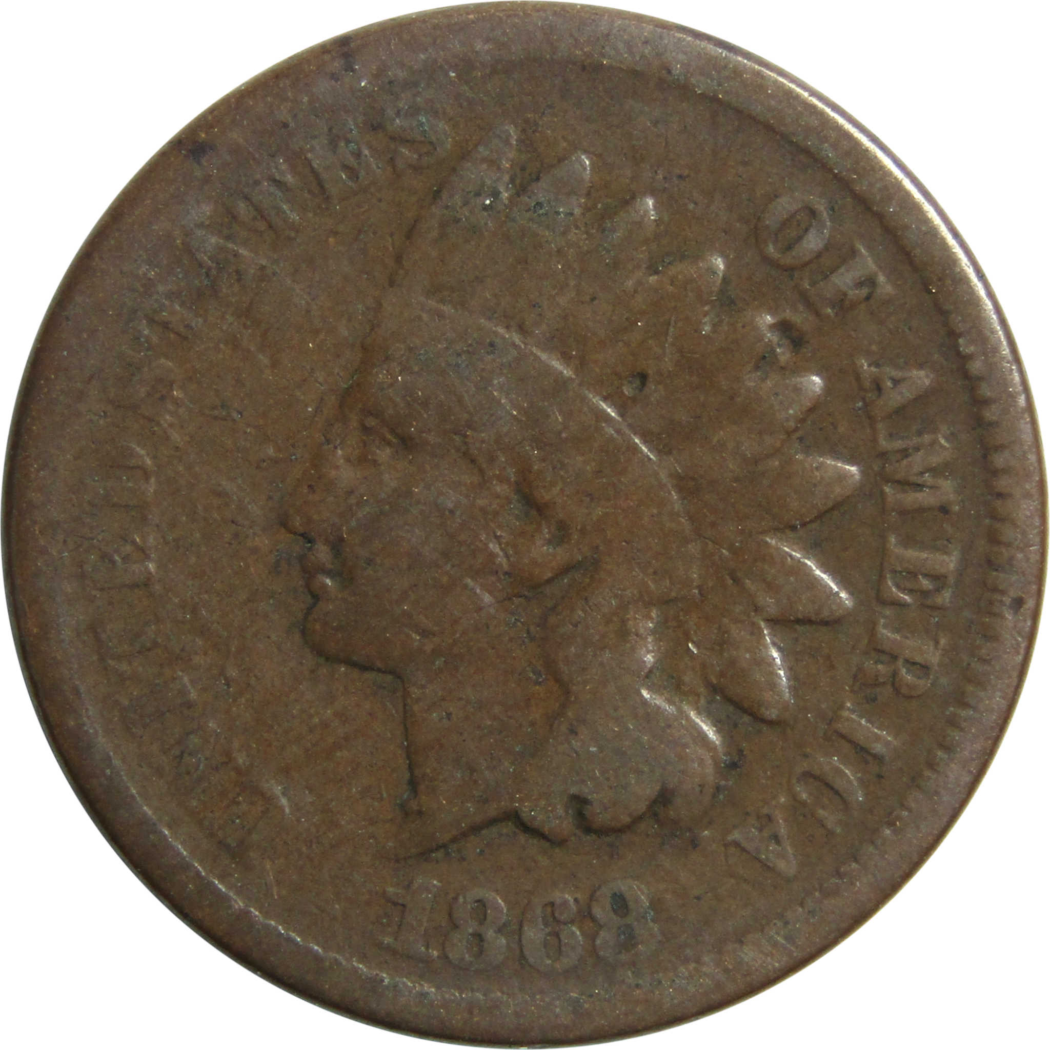 1868 Indian Head Cent AG About Good Penny 1c Coin SKU:I13232