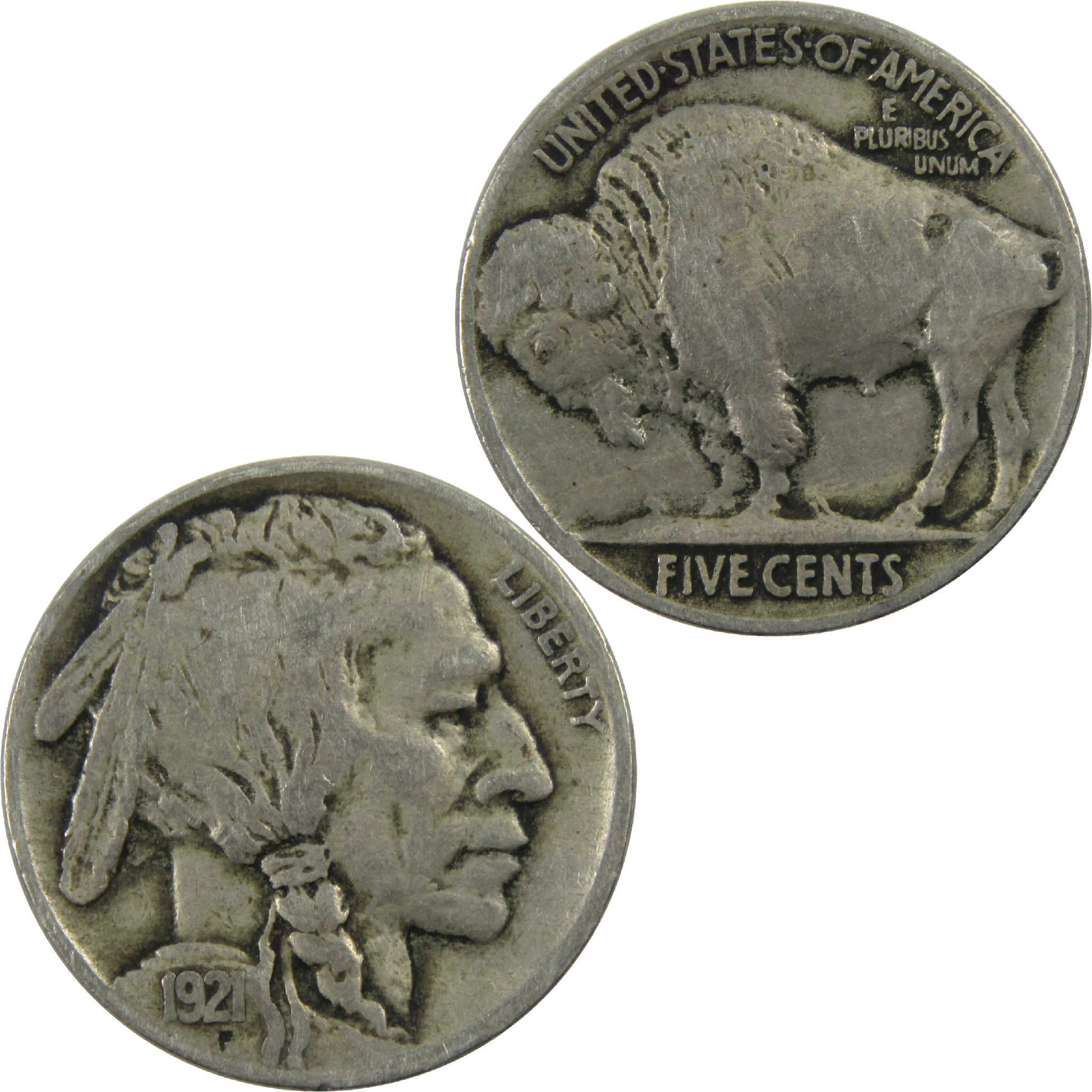 1921 Indian Head Buffalo Nickel F Fine 5c Coin SKU:I13200