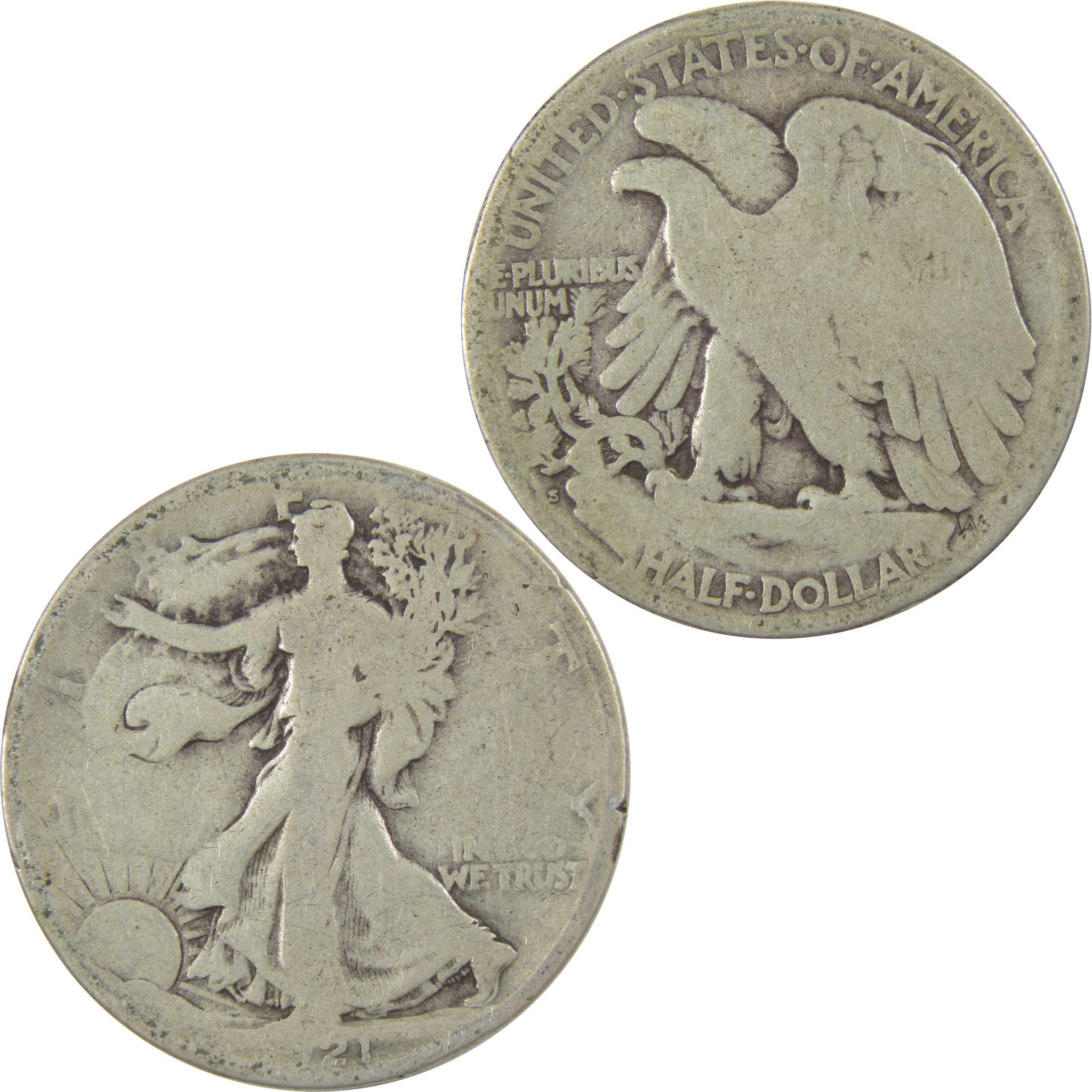 1921 S Liberty Walking Silver Half Dollar AG About Good SKU:I24105
