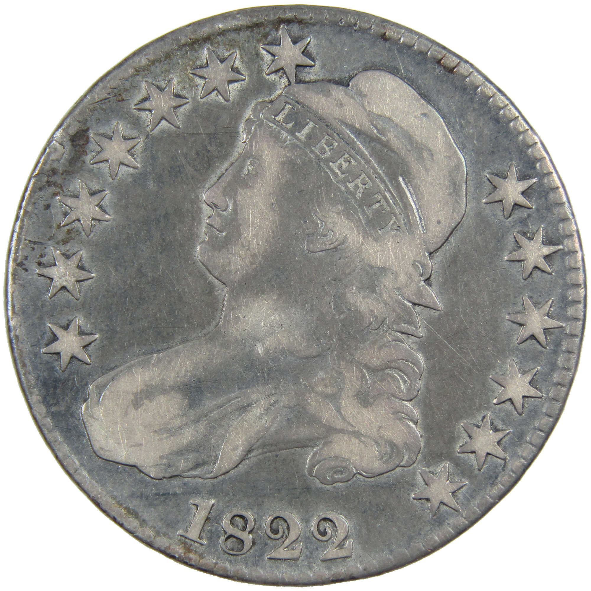 1822 Capped Bust Half Dollar F Fine Details Silver 50c Coin SKU:I12920