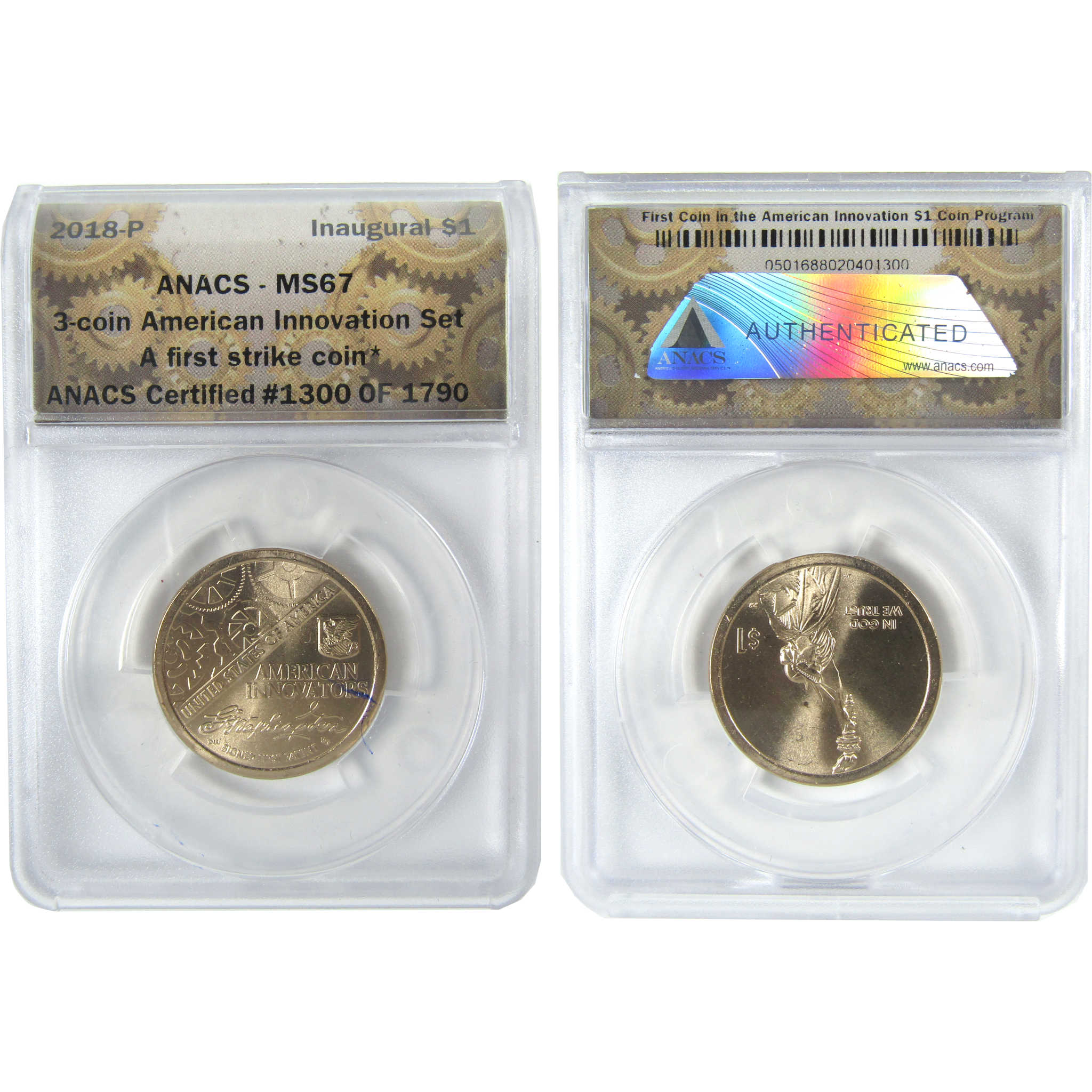 2018 PDS American Innovation Dollar 3 Coin Set ANACS SKU:CPC9372