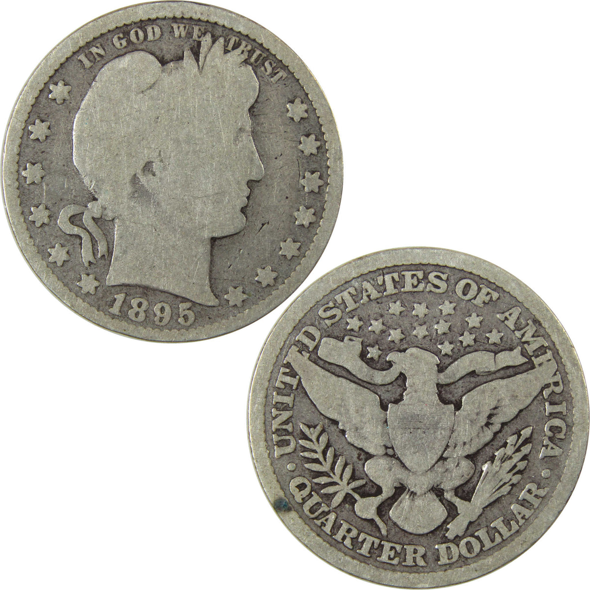 1895 Barber Silver Quarter G Good 25c Coin Collectible SKU:I28539