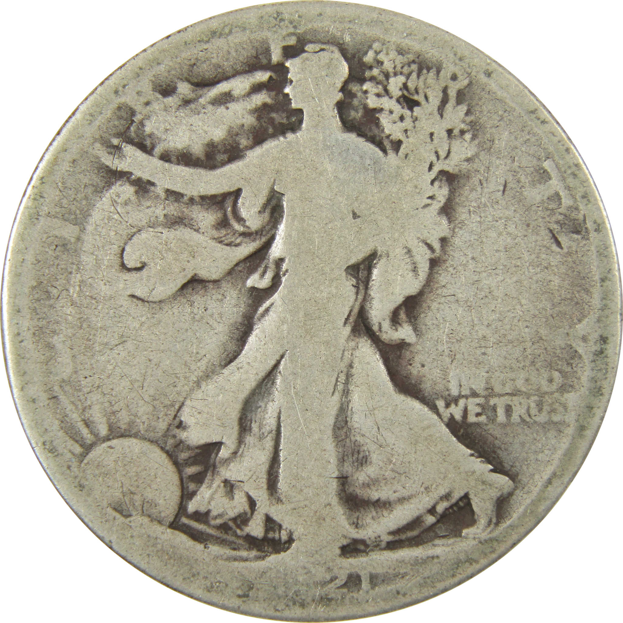 1921 D Liberty Walking Silver Half Dollar AG About Good SKU:CP1440