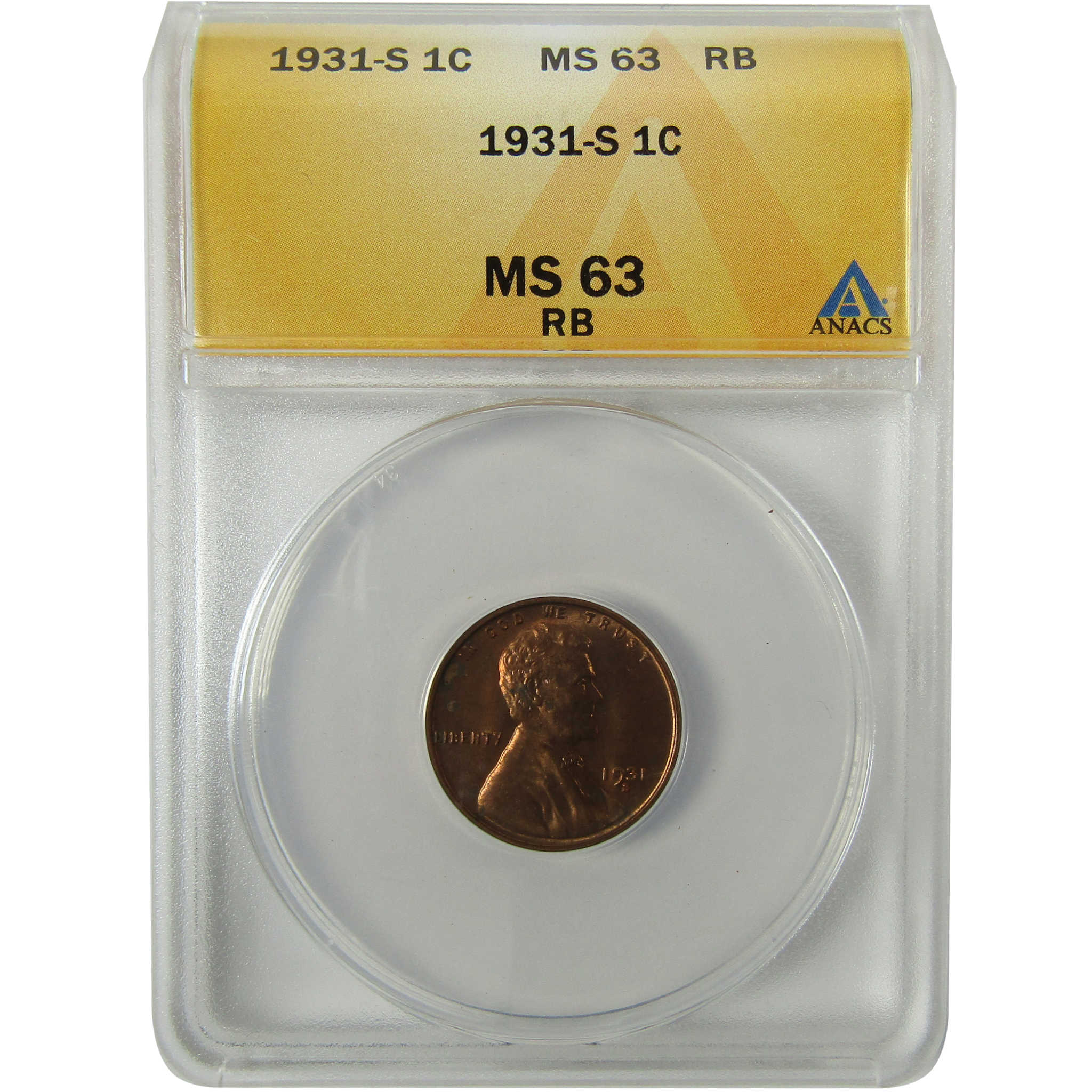 1931 S Lincoln Wheat Cent MS 63 RB ANACS Penny 1c Coin SKU:I28427