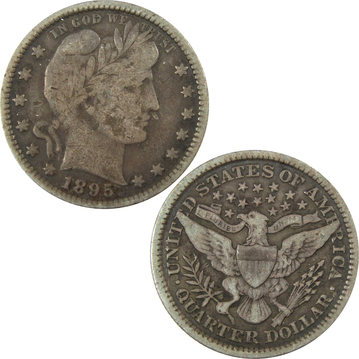 1895 Barber Silver Quarter F Fine Details 25c Coin SKU:I28541