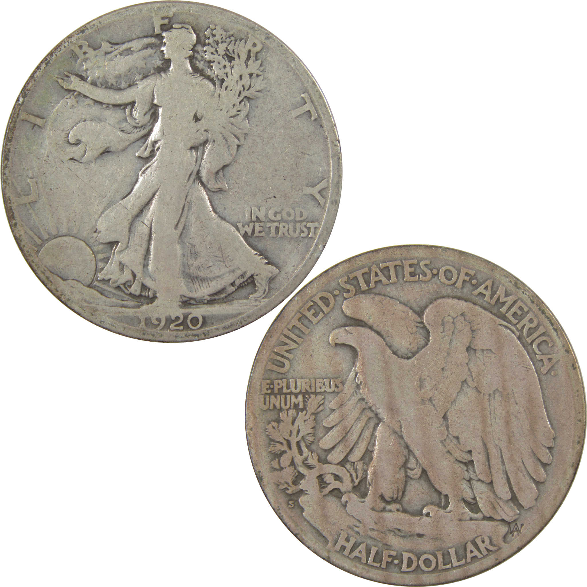 1920 S Liberty Walking Silver Half Dollar AG About Good SKU:I24147