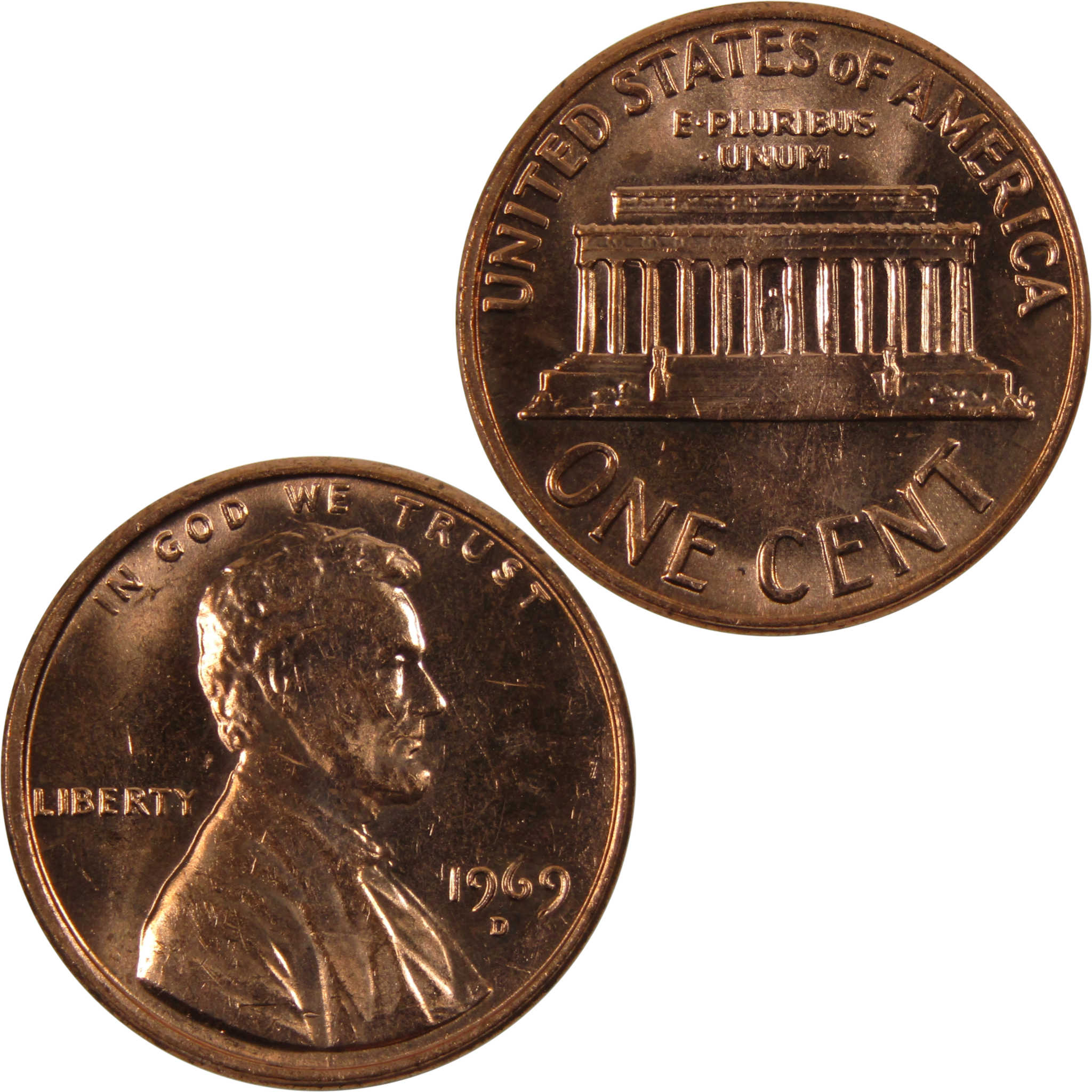 1969 D Lincoln Memorial Cent BU Uncirculated Penny 1c Coin