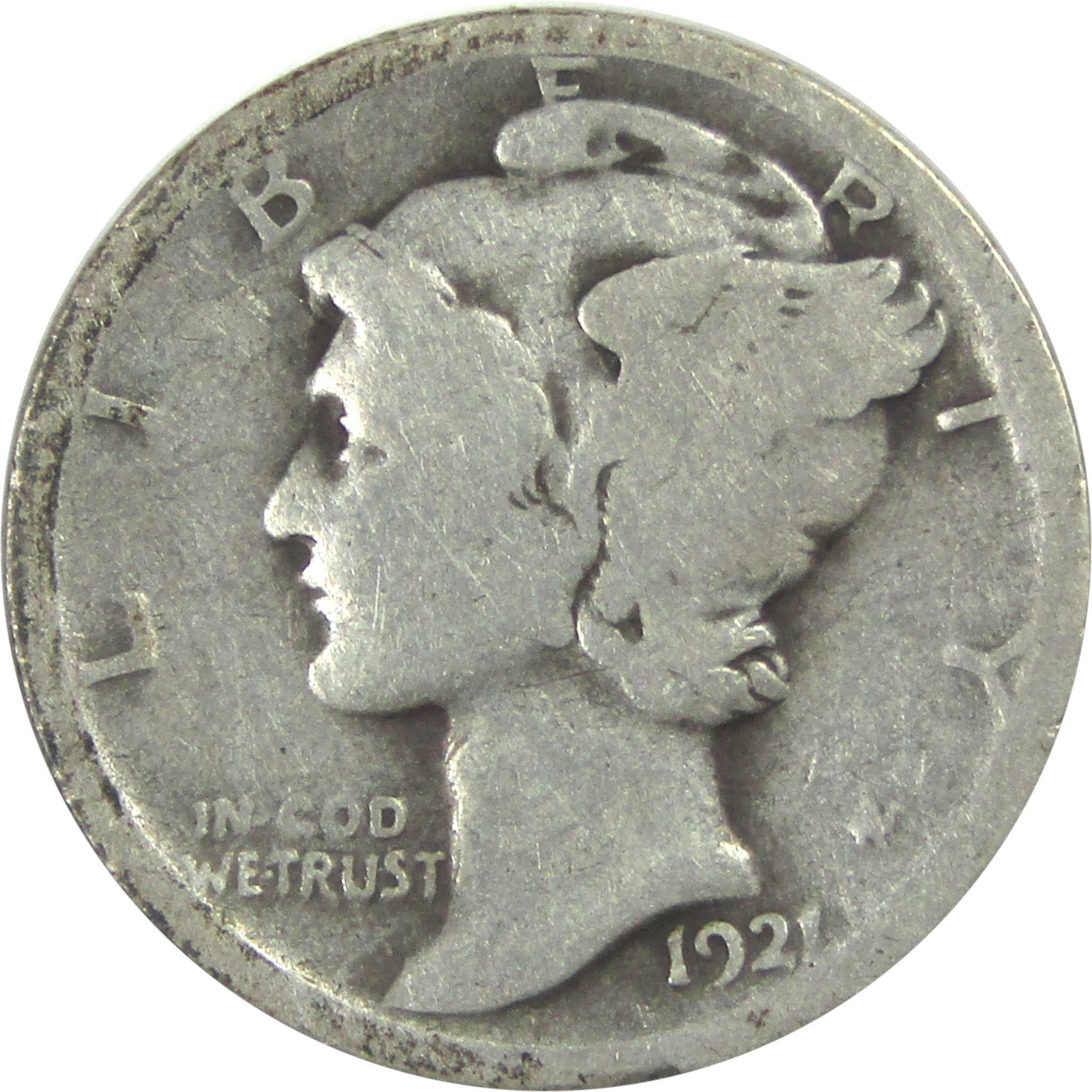 1921 Mercury Dime AG About Good Silver 10c Coin SKU:I15322