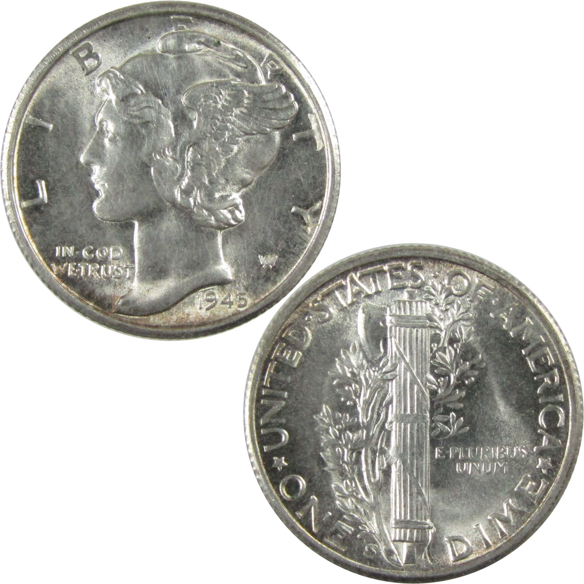 1945 S Mercury Silver Dime AU About Uncirculated 10c Coin SKU:CP345